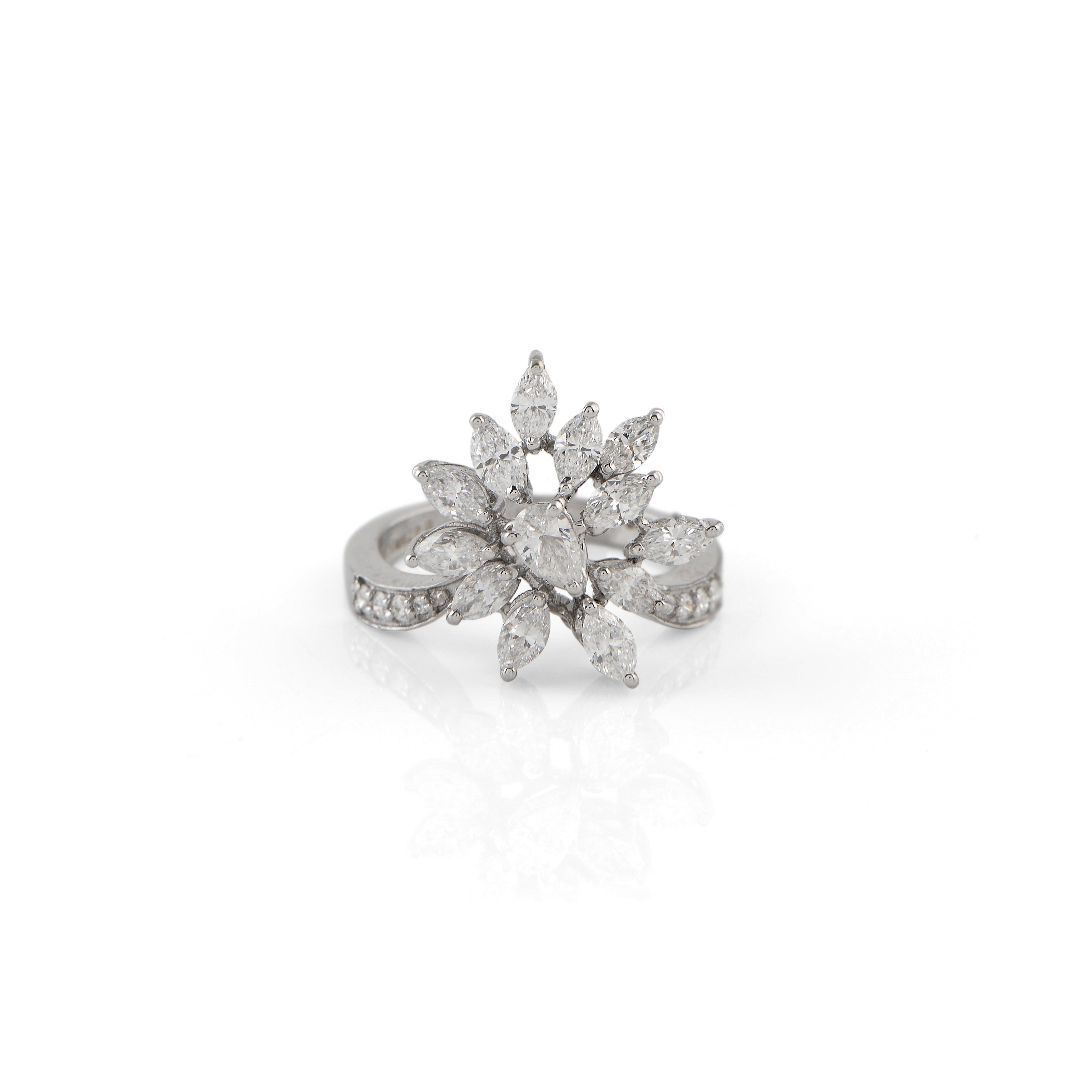 Floral Cluster Diamond Ring - Krishna Jewellers Pearls and Gems