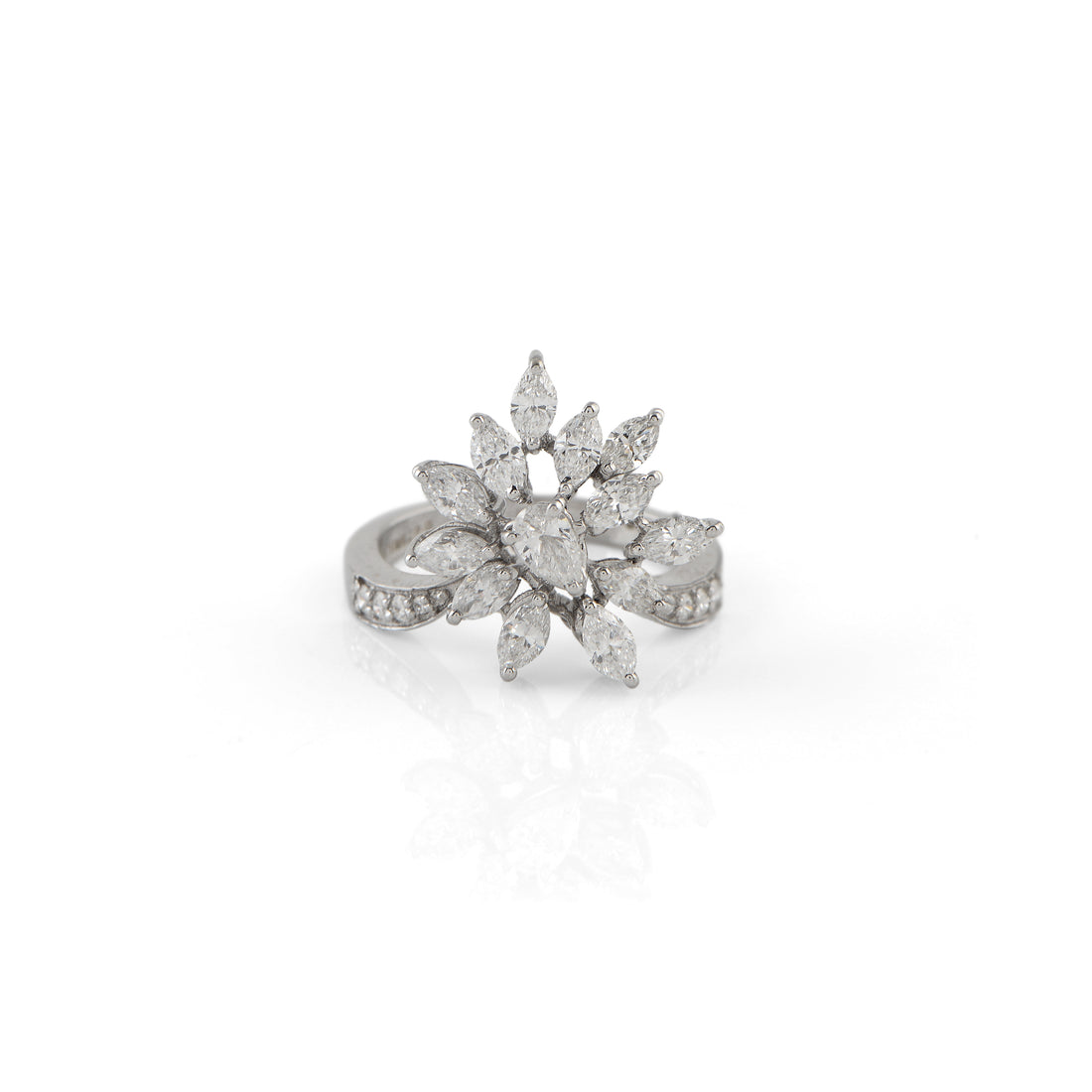 Floral Cluster Diamond Ring - Krishna Jewellers Pearls and Gems