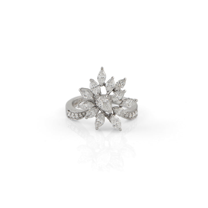 Floral Cluster Diamond Ring - Krishna Jewellers Pearls and Gems