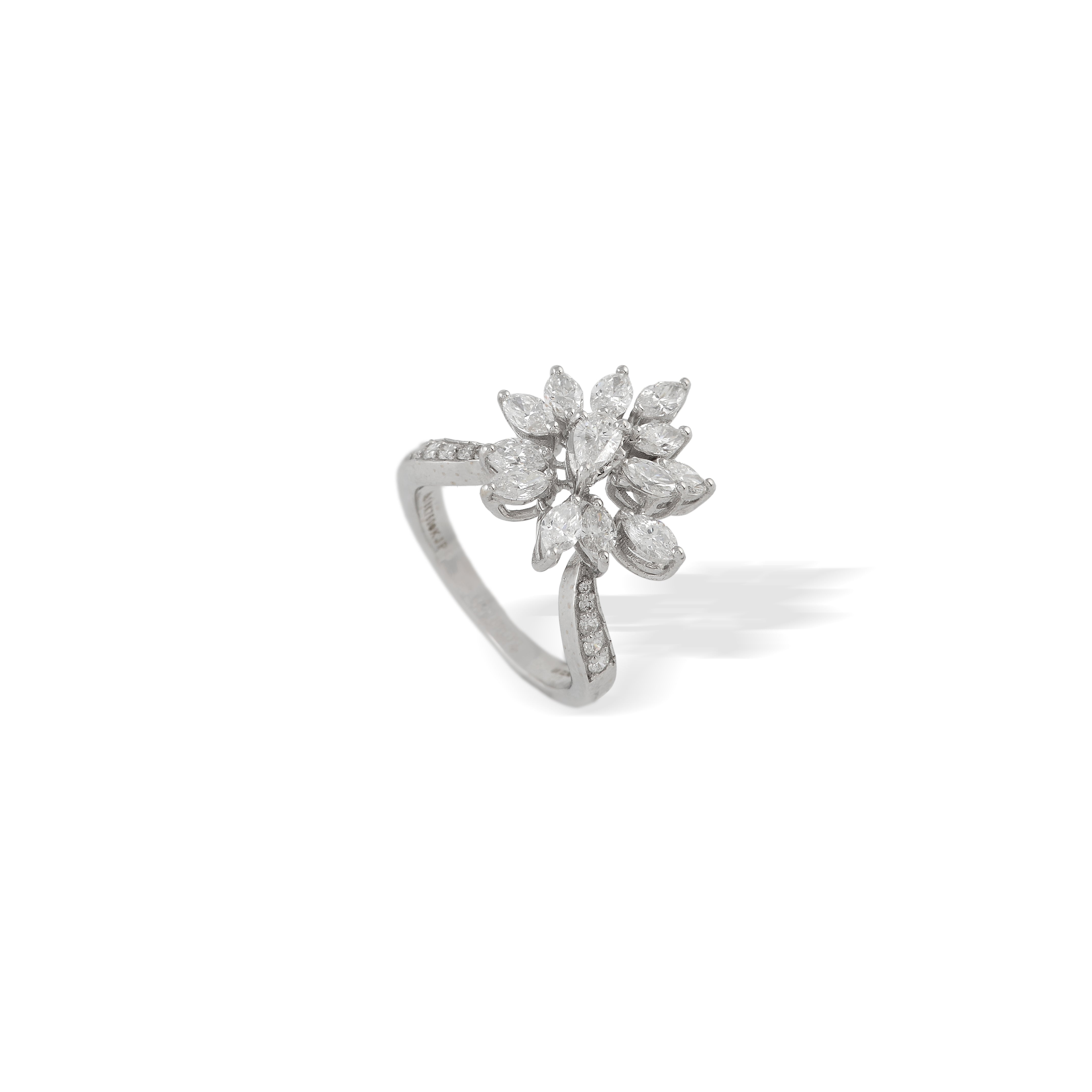 Floral Cluster Diamond Ring - Krishna Jewellers Pearls and Gems