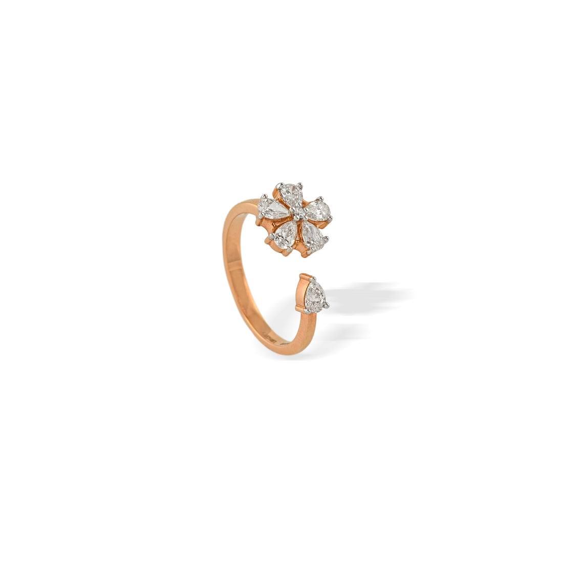 Sparking Flower Diamond Ring in Rose Gold - Krishna Jewellers Pearls and Gems