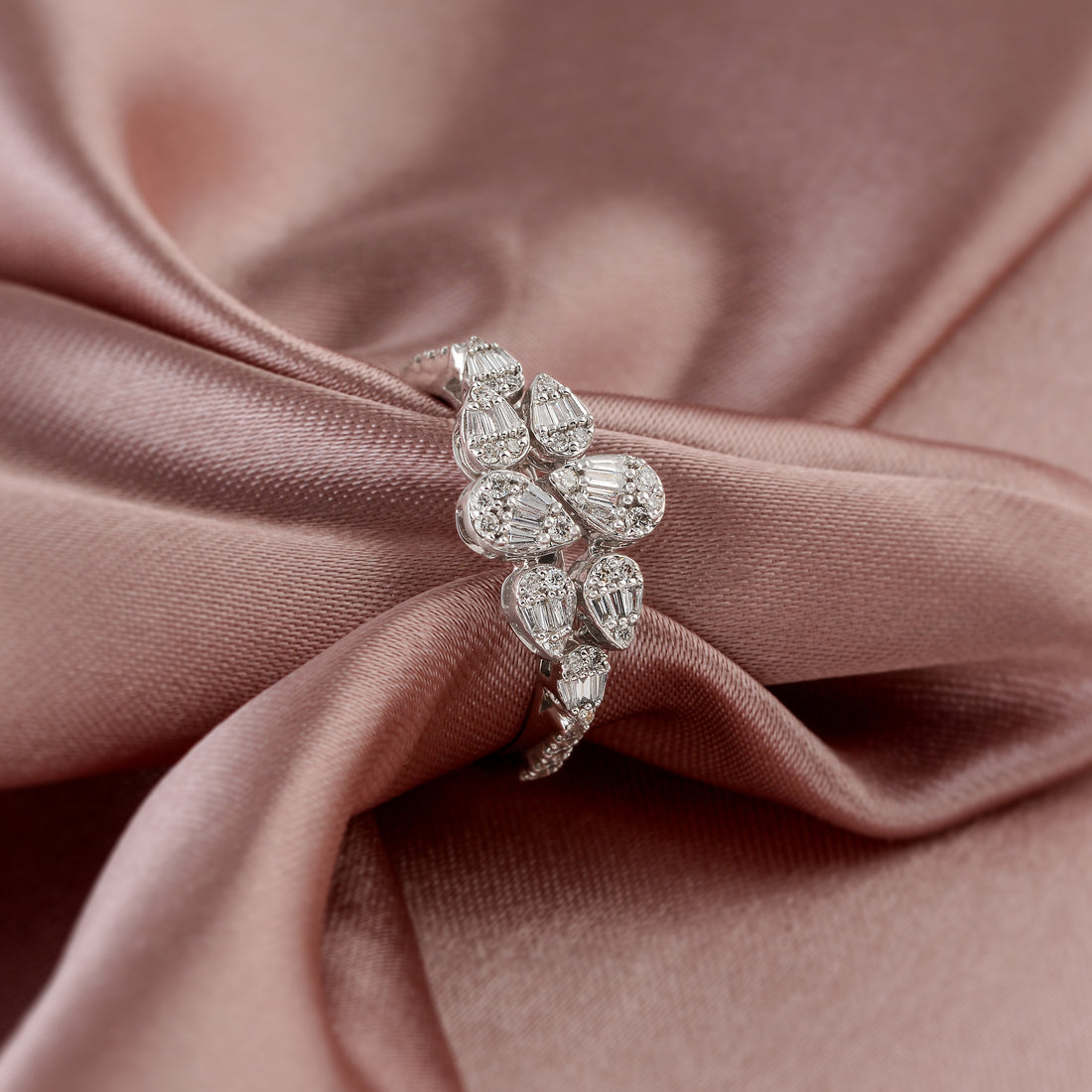 Pear Cut Cluster Diamond Ring - Krishna Jewellers Pearls and Gems