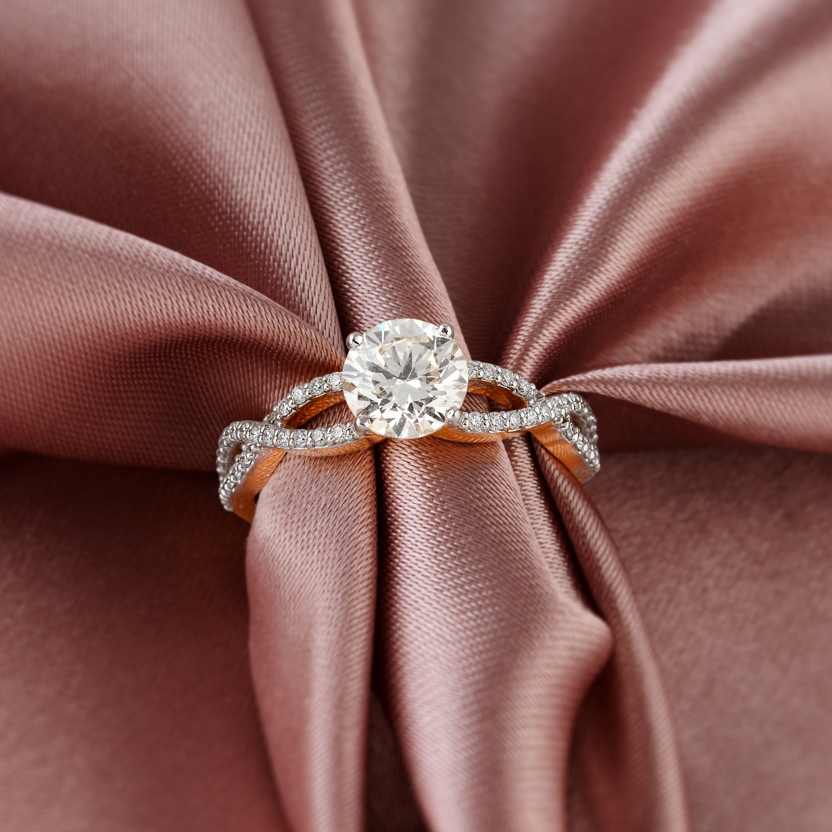 Twisted Solitaire Diamond Ring - Krishna Jewellers Pearls and Gems