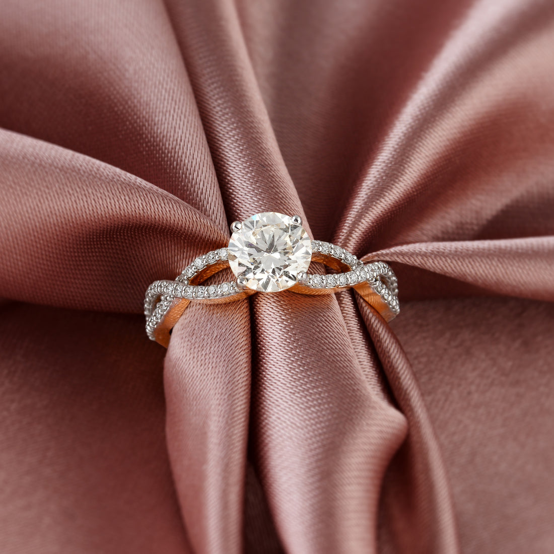 Twisted Solitaire Diamond Ring - Krishna Jewellers Pearls and Gems