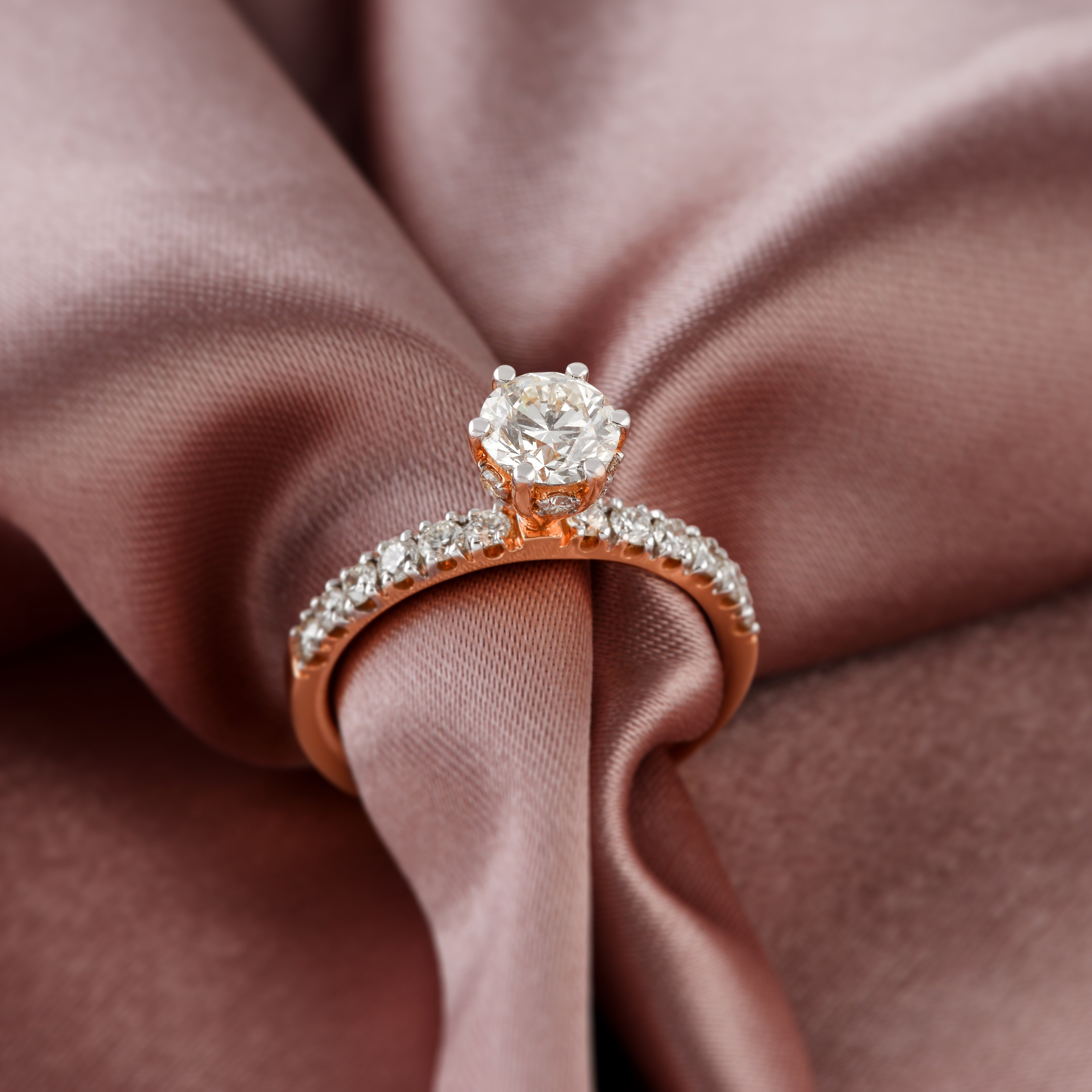 Diamond Ring in Rose Gold - Krishna Jewellers Pearls and Gems
