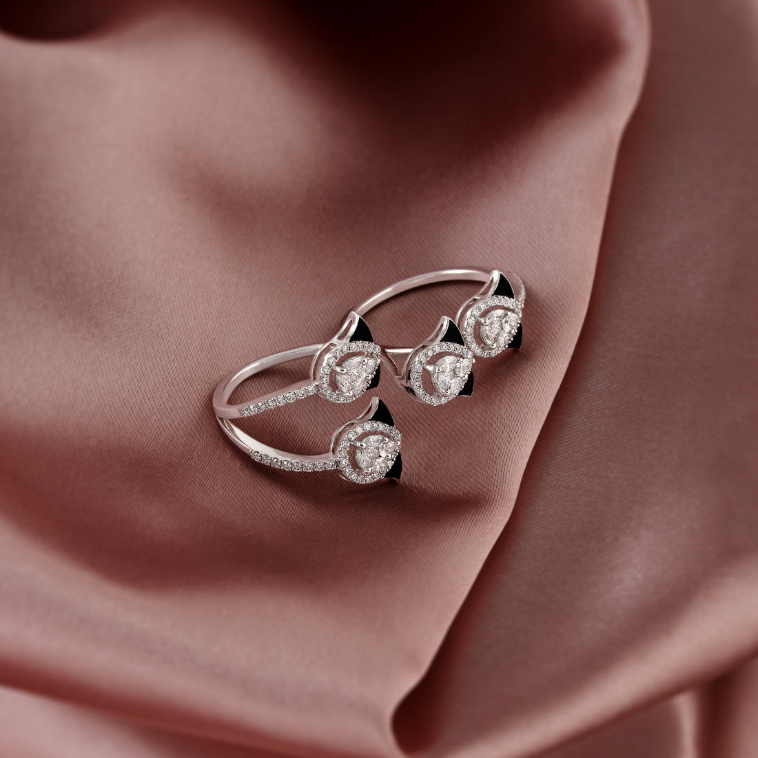 Double Ring Pear Cut Diamond Ring - Krishna Jewellers Pearls and Gems