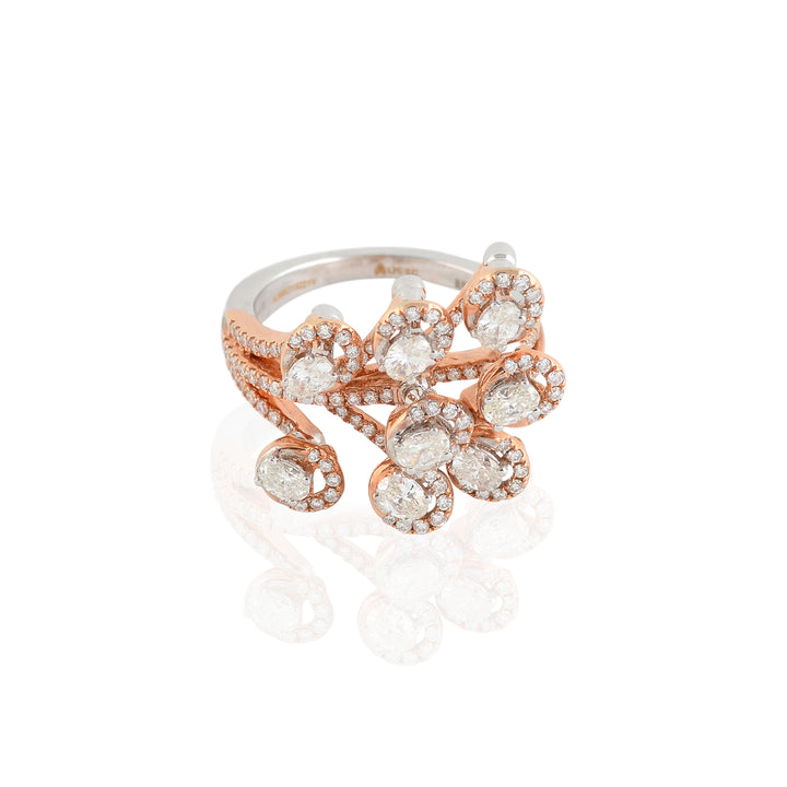 Avant-Garde Rose Gold Multi Diamond Ring - Krishna Jewellers Pearls and Gems
