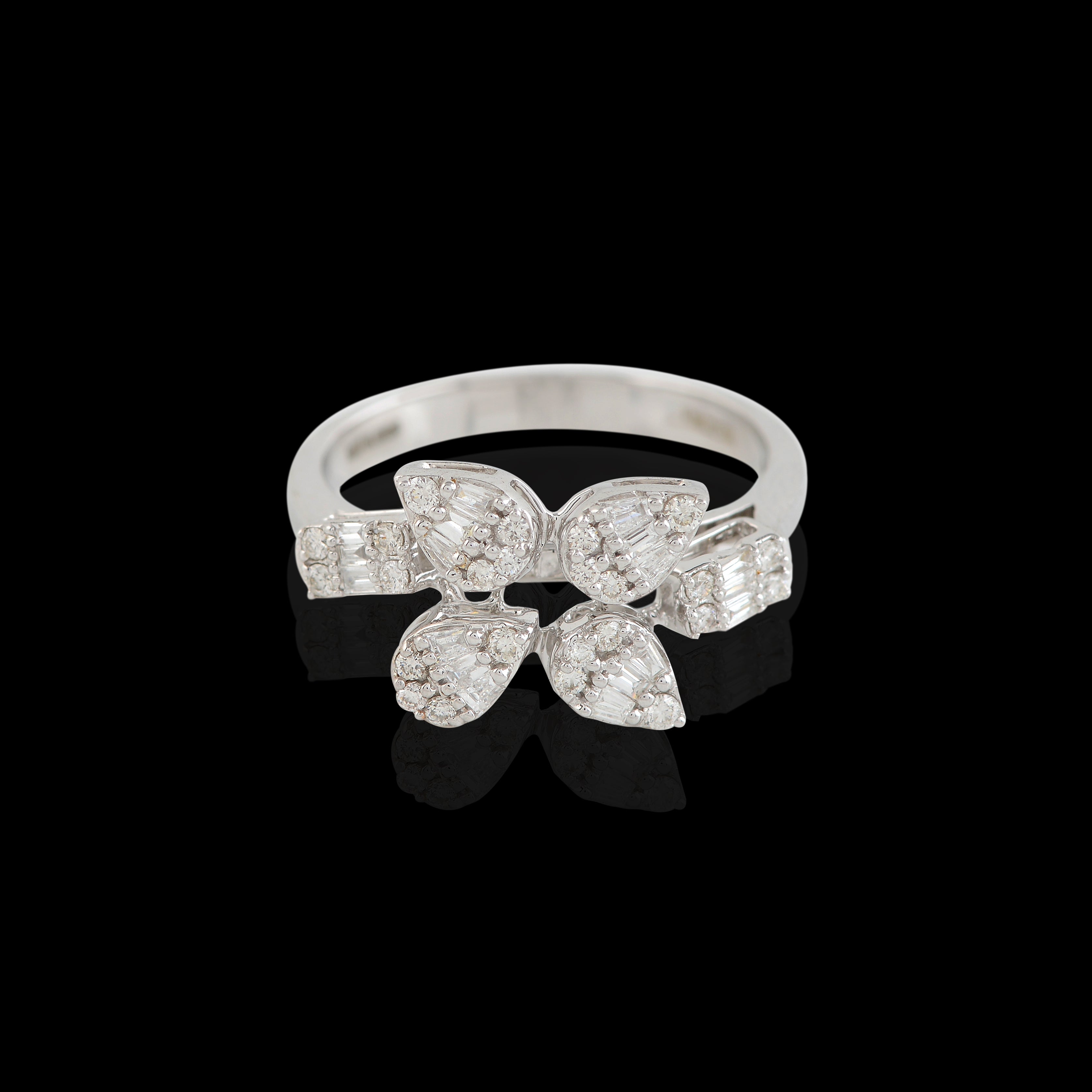 Regal Pear Cut Floral Diamond Ring - Krishna Jewellers Pearls and Gems