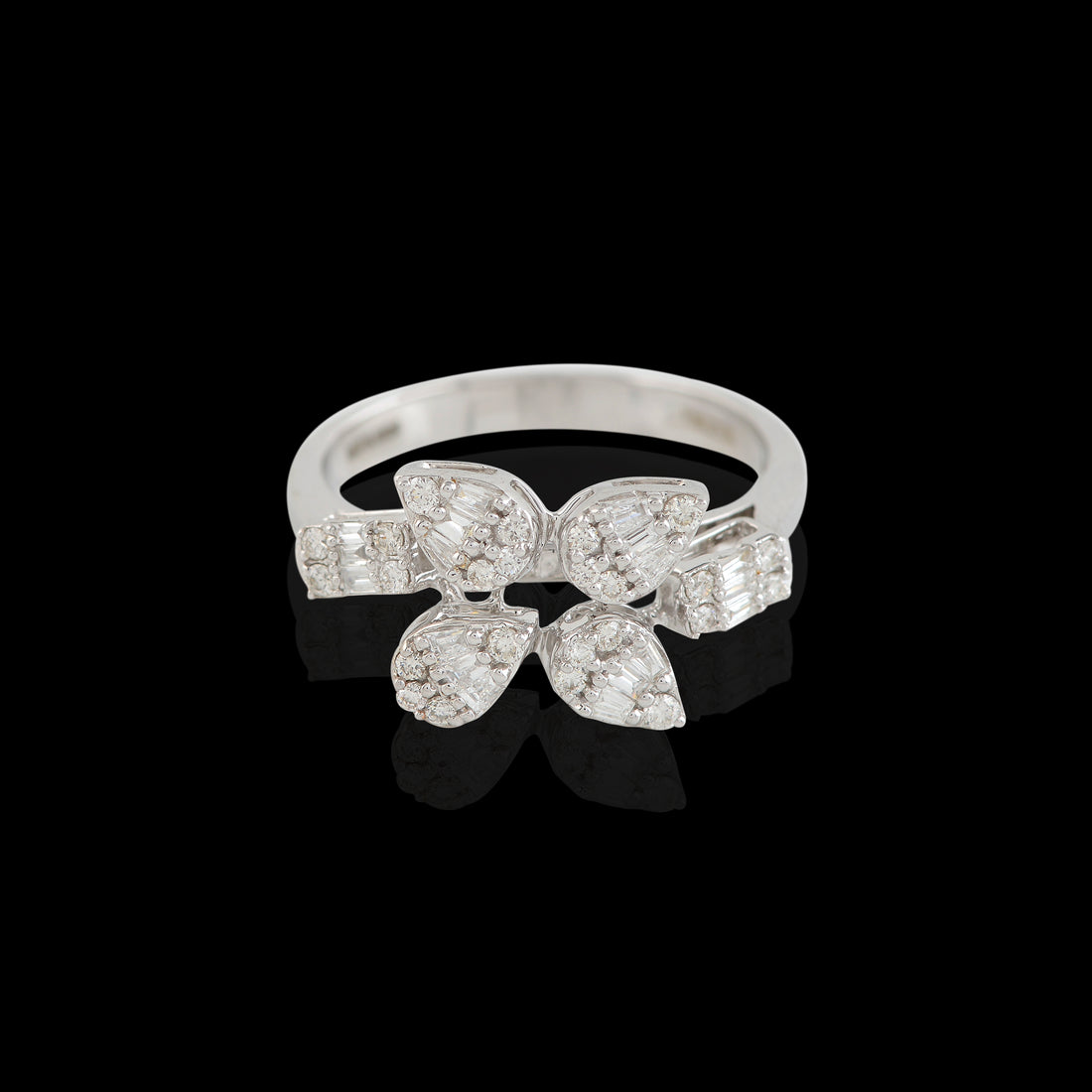 Regal Pear Cut Floral Diamond Ring - Krishna Jewellers Pearls and Gems