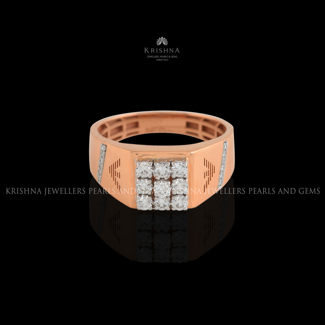 Mens Diamond Ring In Rosegold - Krishna Jewellers Pearls and Gems