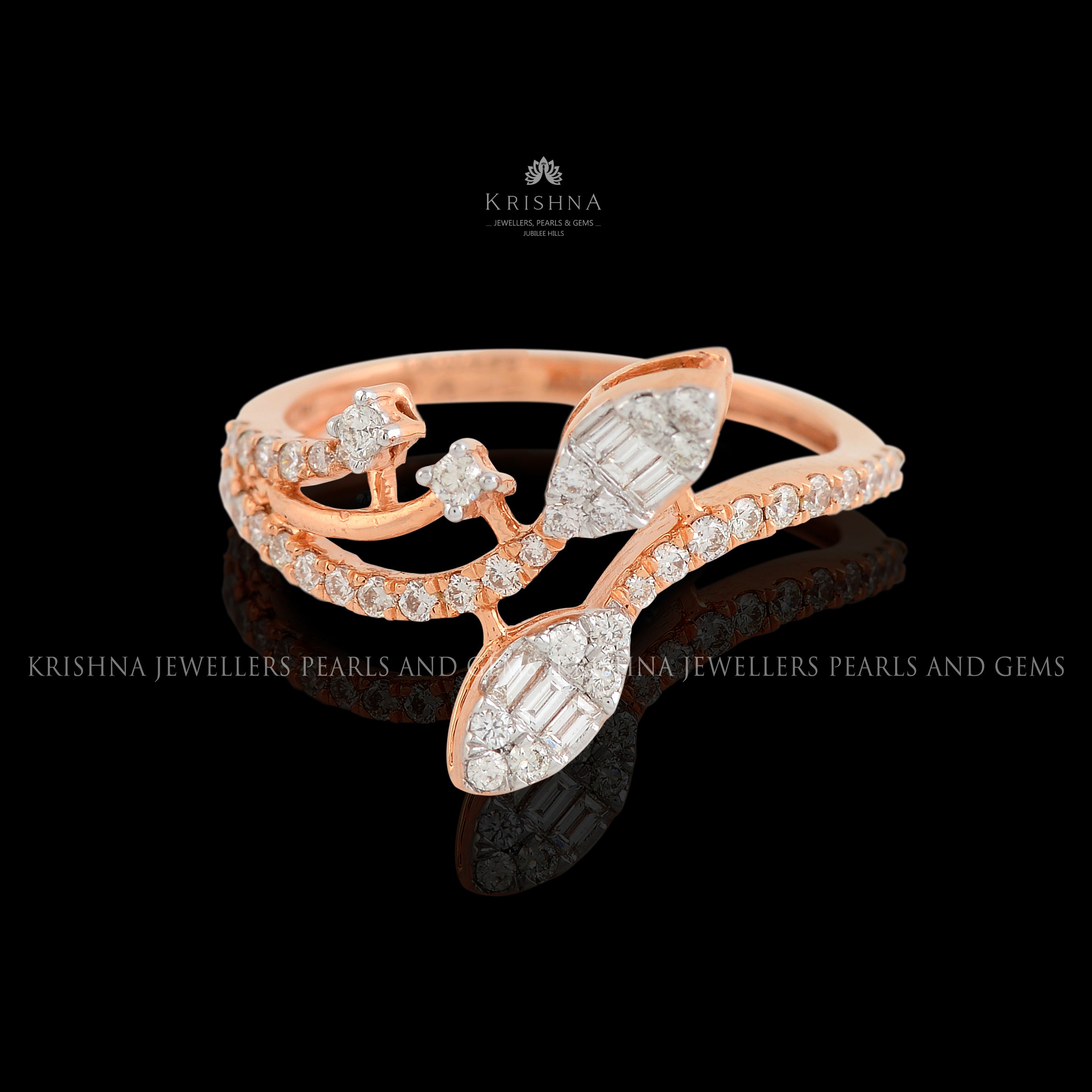 Sleek Rose Gold Diamond Ring - Krishna Jewellers Pearls and Gems