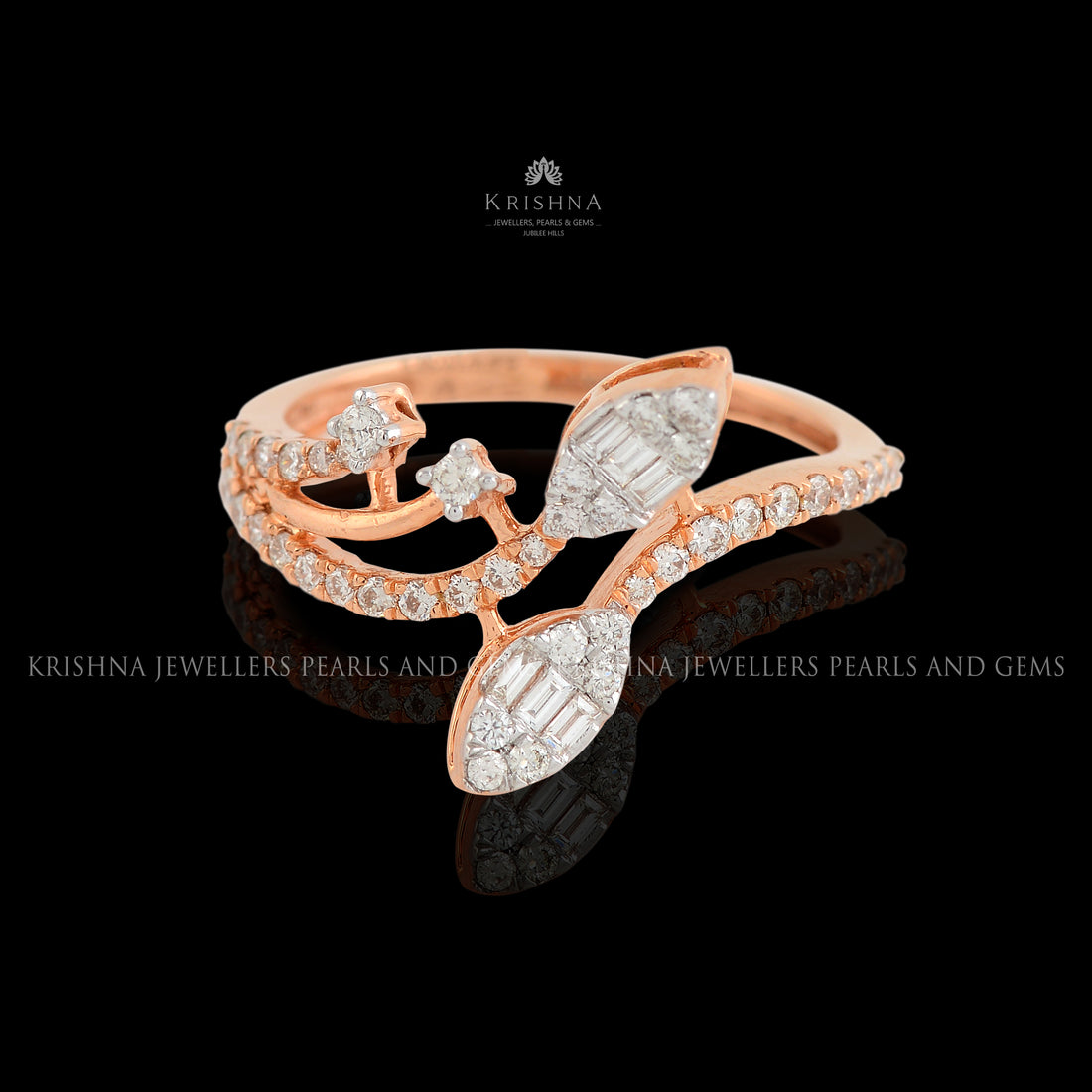 Sleek Rose Gold Diamond Ring - Krishna Jewellers Pearls and Gems