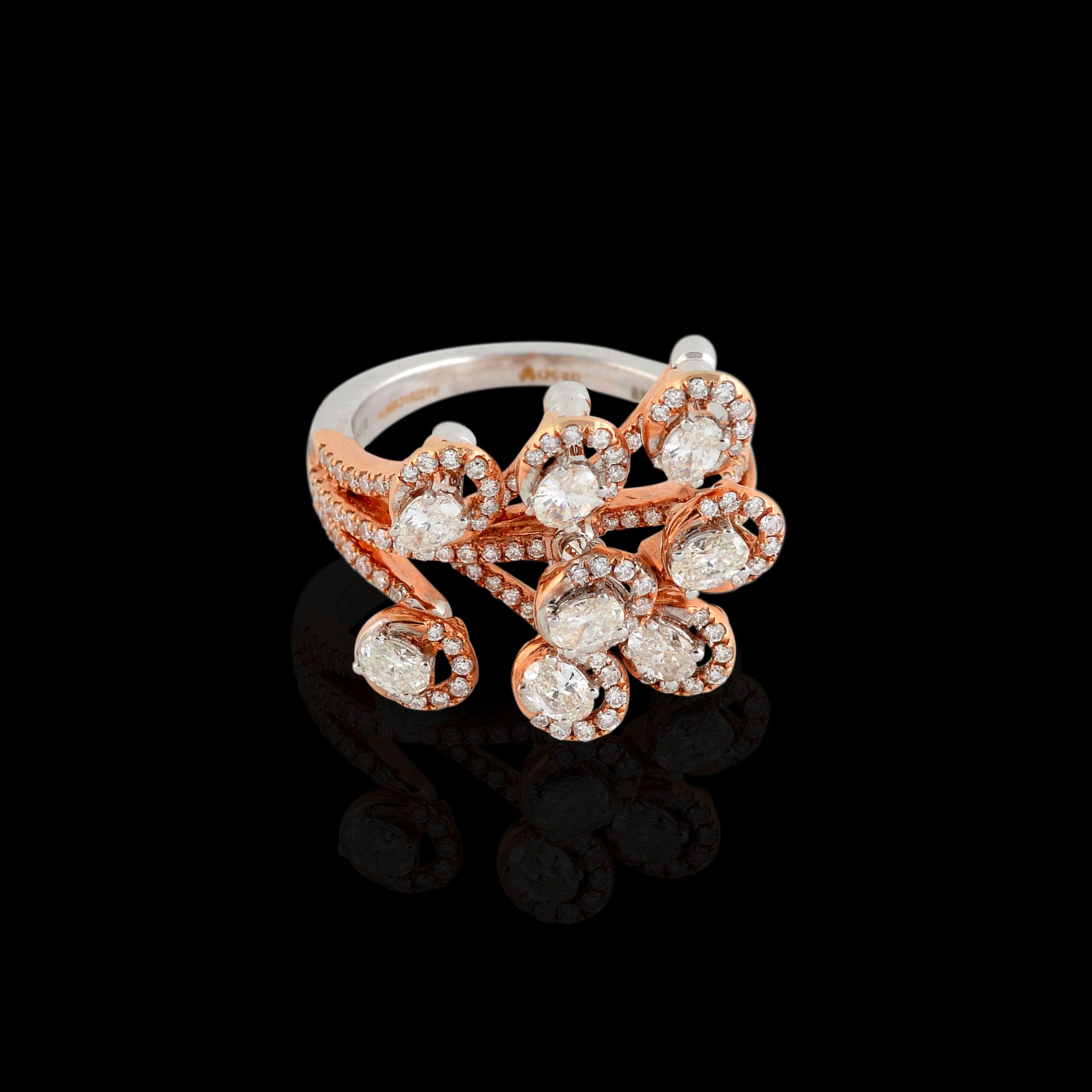 Avant-Garde Rose Gold Multi Diamond Ring - Krishna Jewellers Pearls and Gems