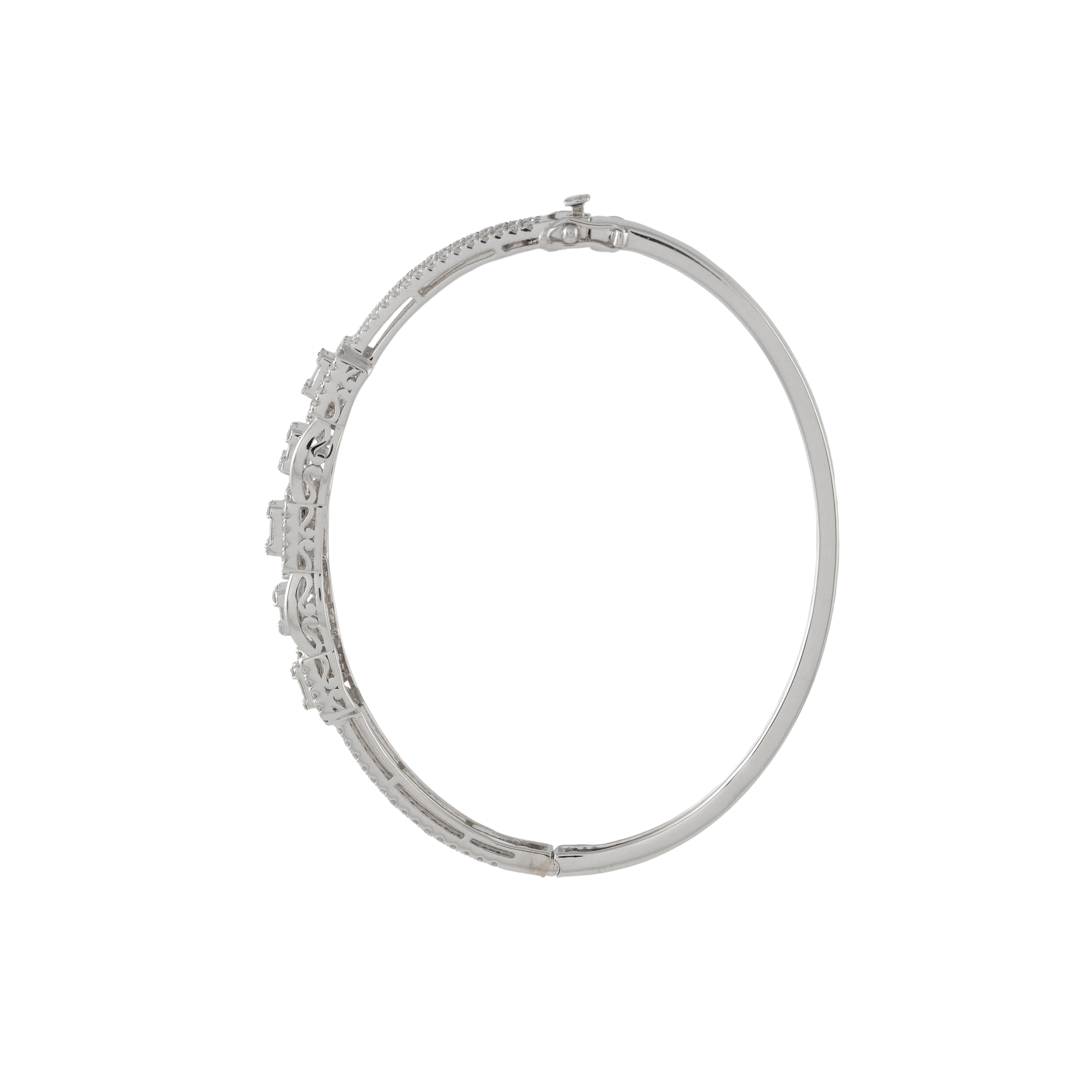 Square-Cut Diamond  White Gold Bracelet - Krishna Jewellers Pearls and Gems