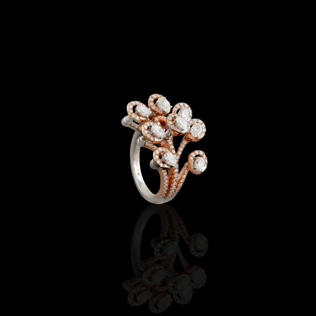Avant-Garde Rose Gold Multi Diamond Ring - Krishna Jewellers Pearls and Gems