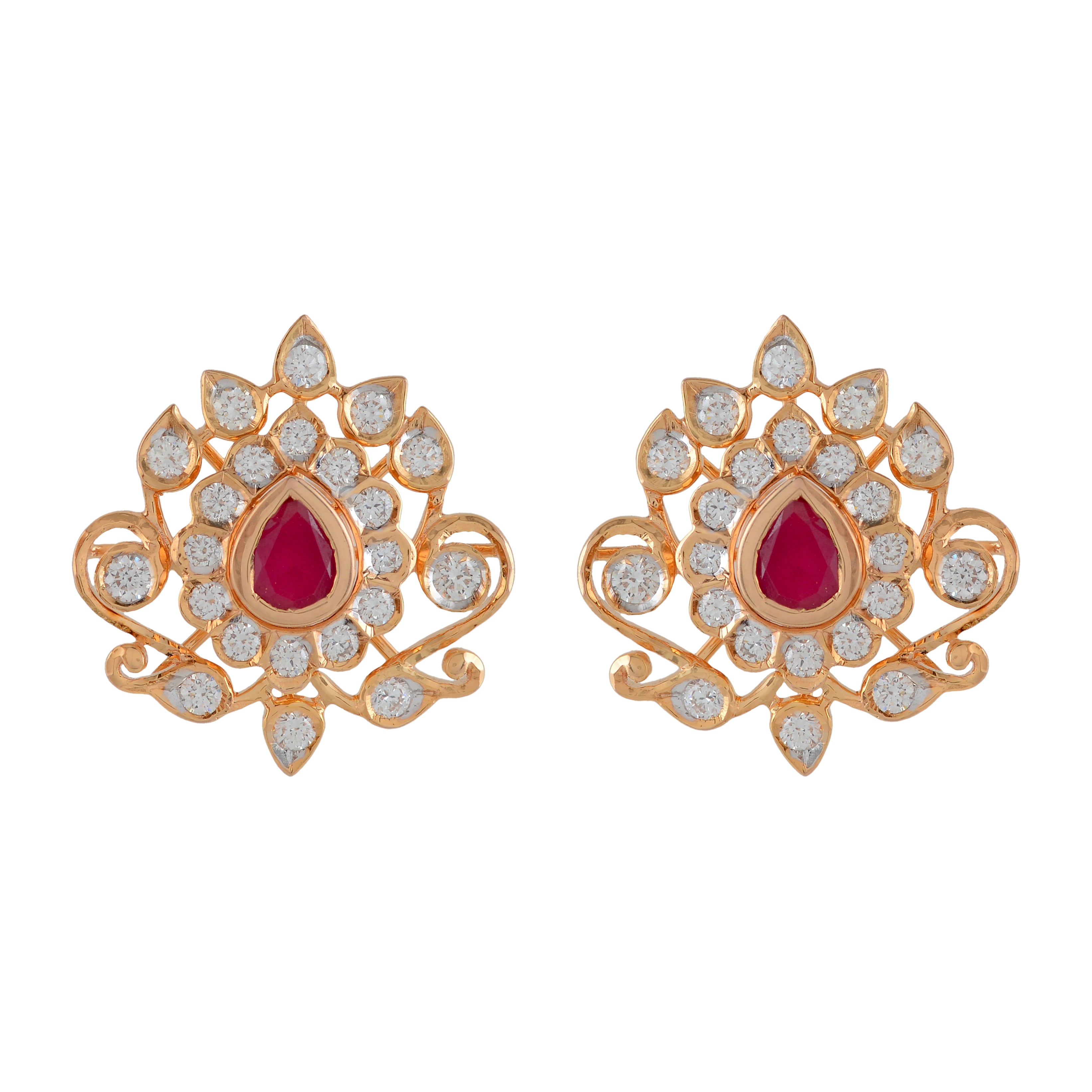 Flowery Diamond Studs Earrings - Krishna Jewellers Pearls and Gems