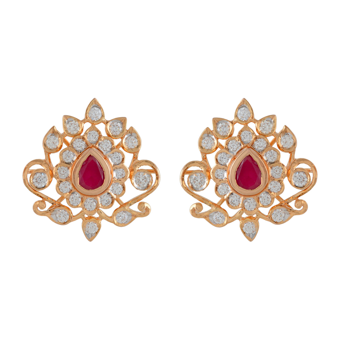 Flowery Diamond Studs Earrings - Krishna Jewellers Pearls and Gems