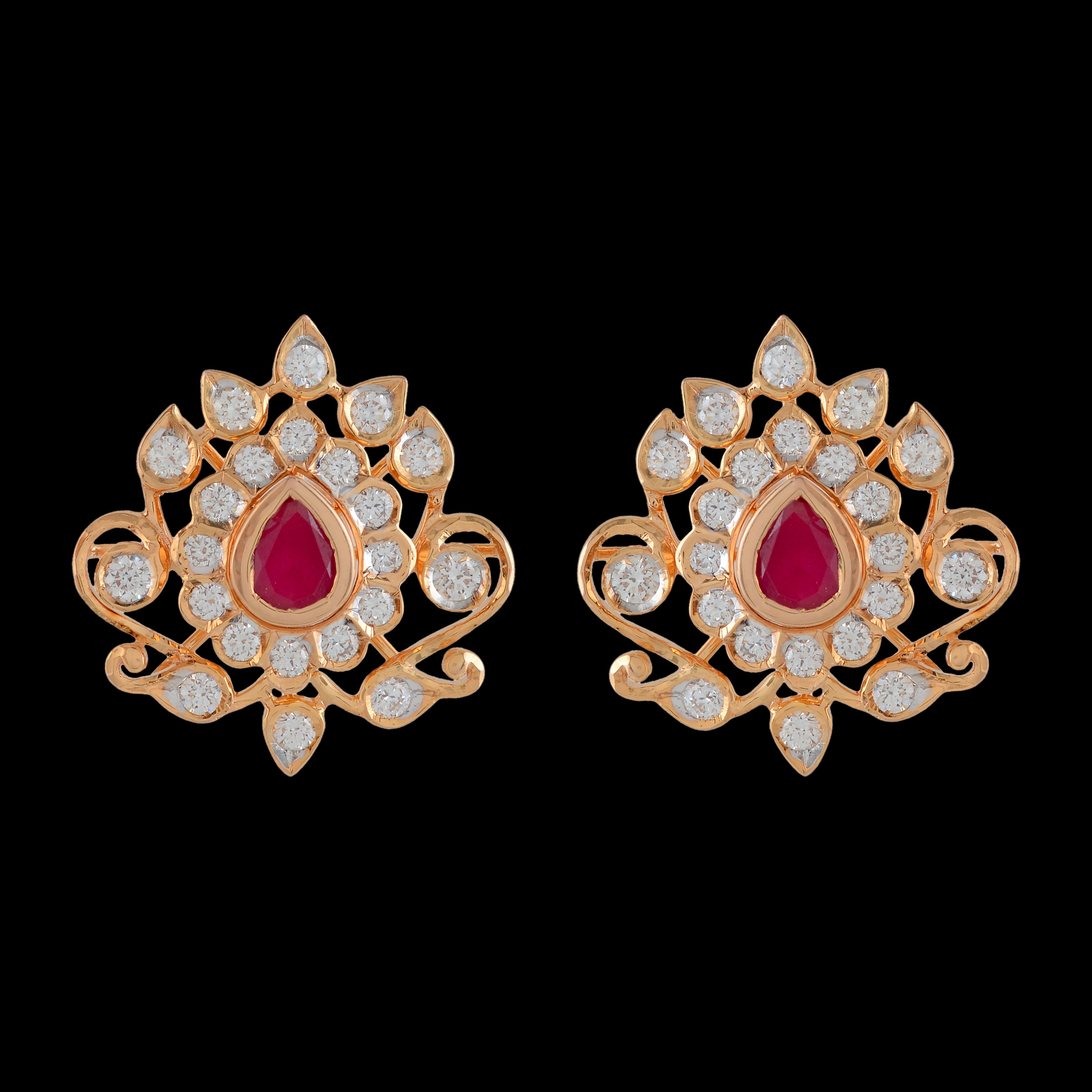 Flowery Diamond Studs Earrings - Krishna Jewellers Pearls and Gems