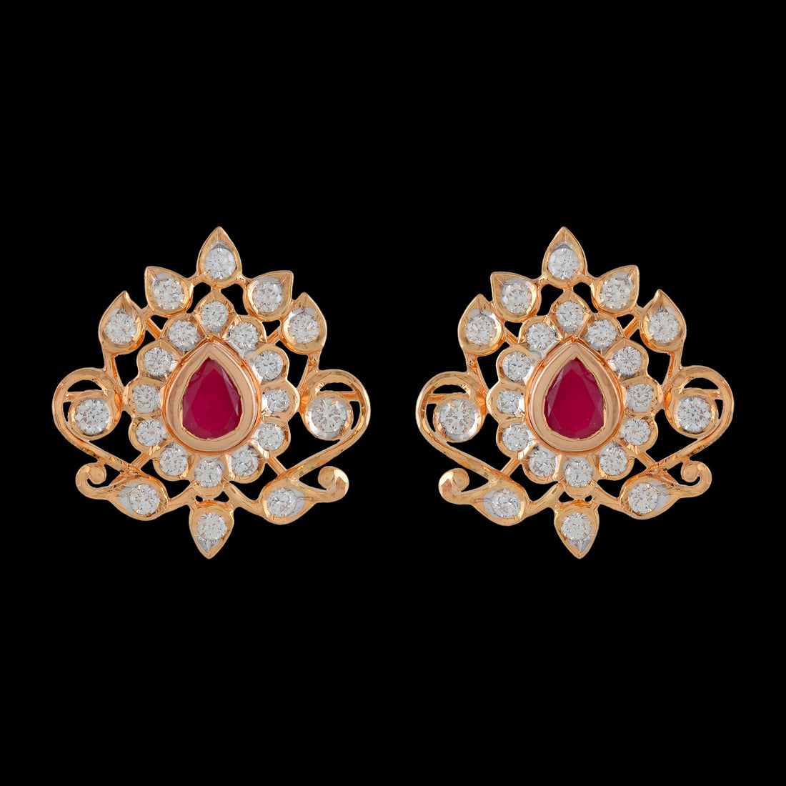 Flowery Diamond Studs Earrings - Krishna Jewellers Pearls and Gems