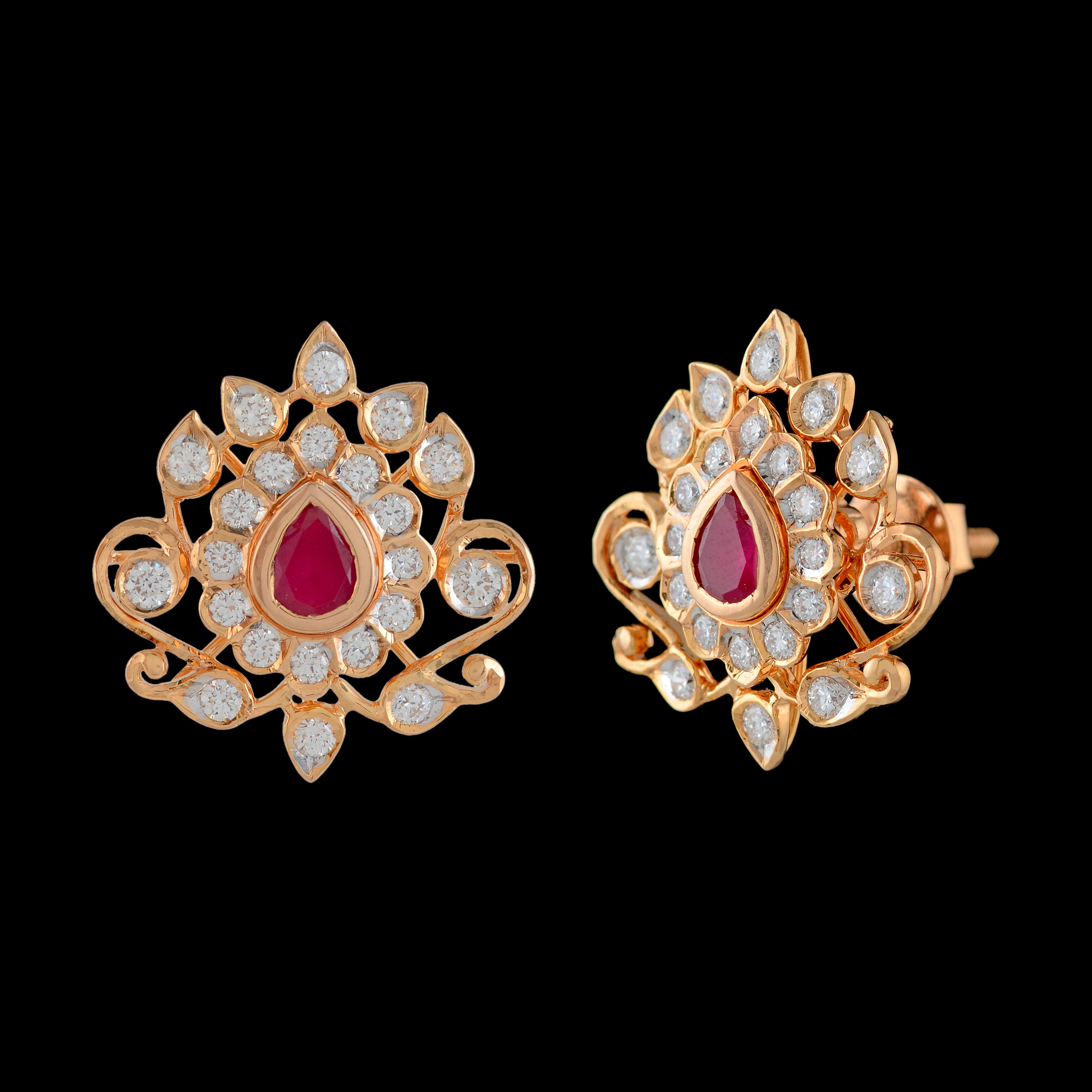 Flowery Diamond Studs Earrings - Krishna Jewellers Pearls and Gems