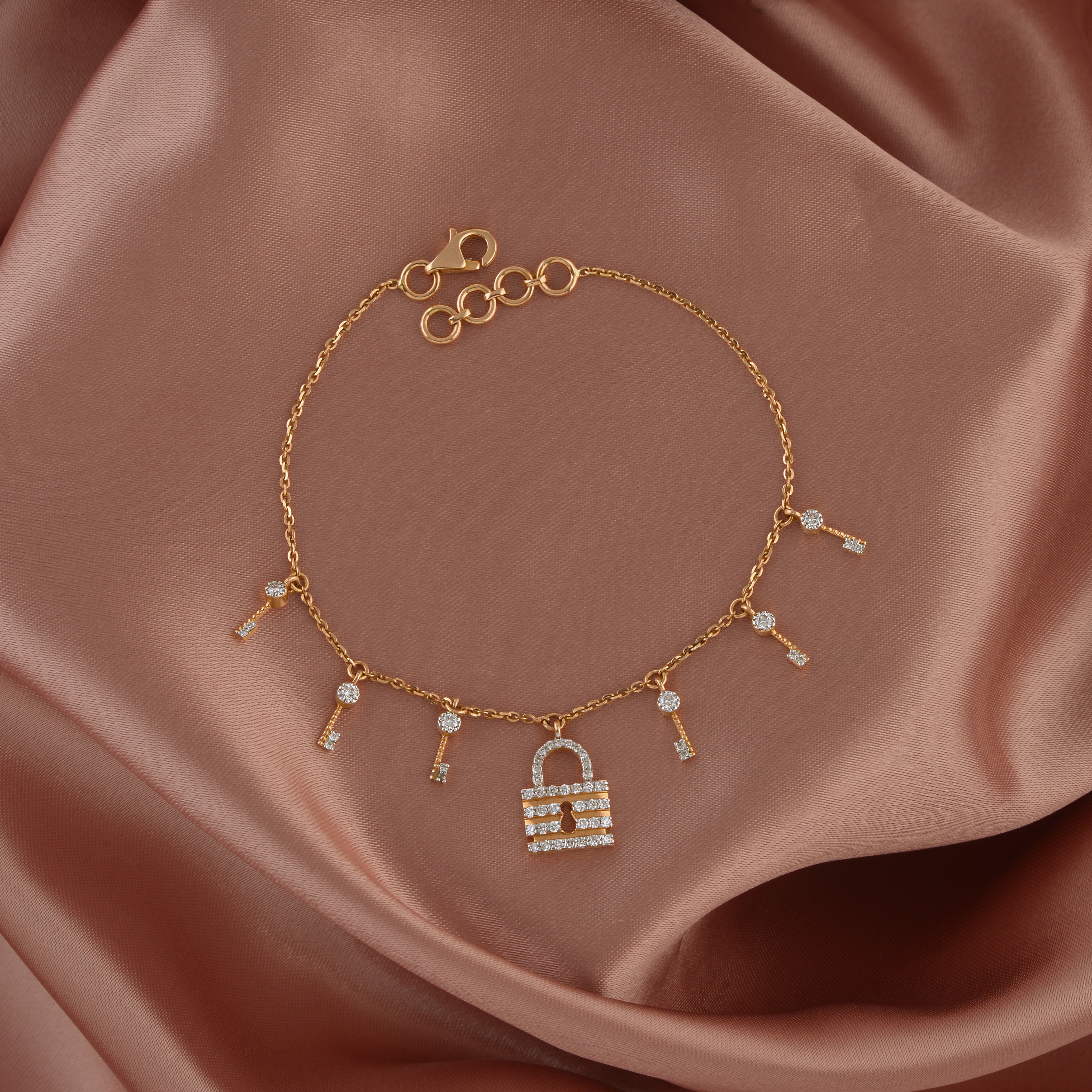 Minimalist Modern Lock and Key Diamond Bracelet - Krishna Jewellers Pearls and Gems