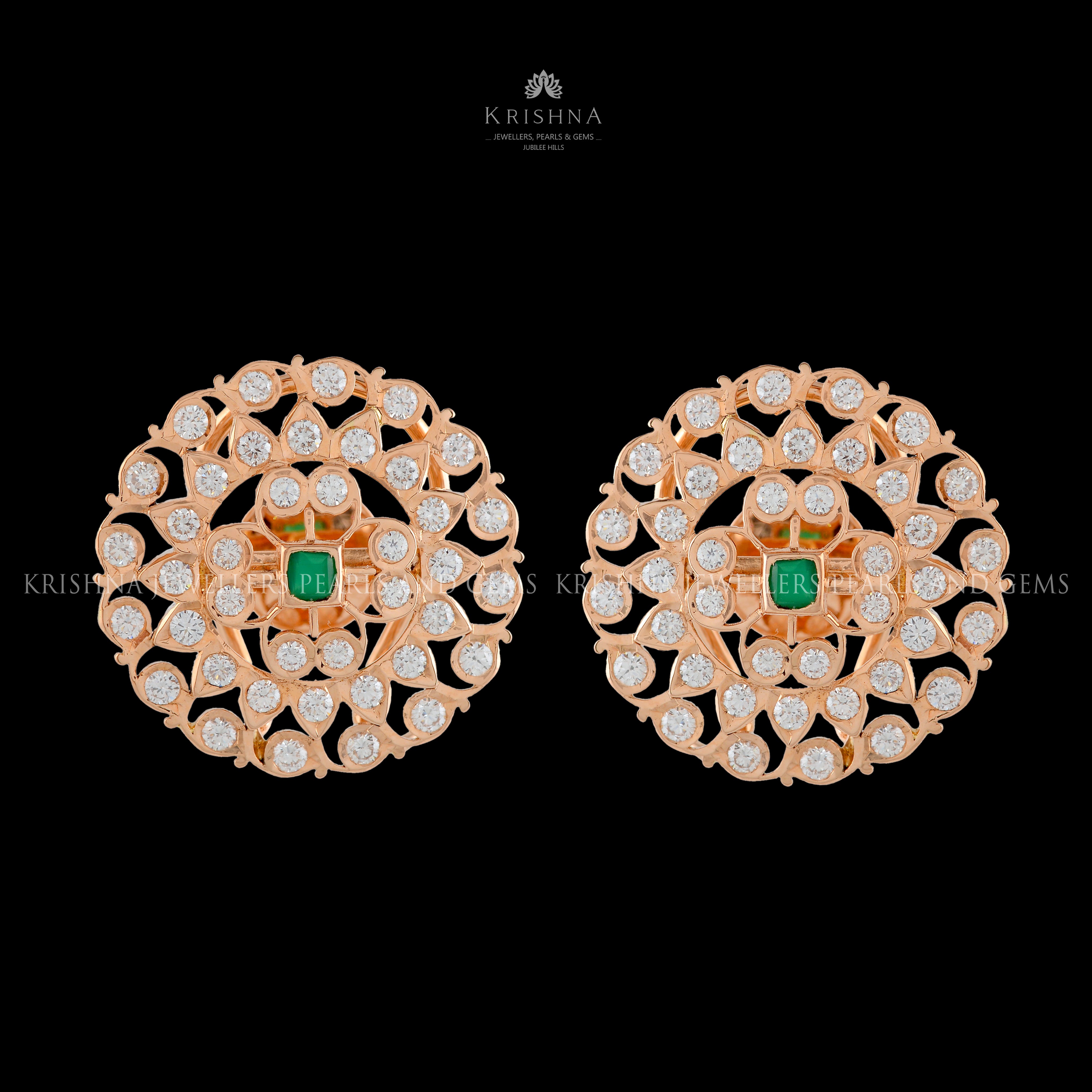 Sparkling Diamond Studs - Krishna Jewellers Pearls and Gems
