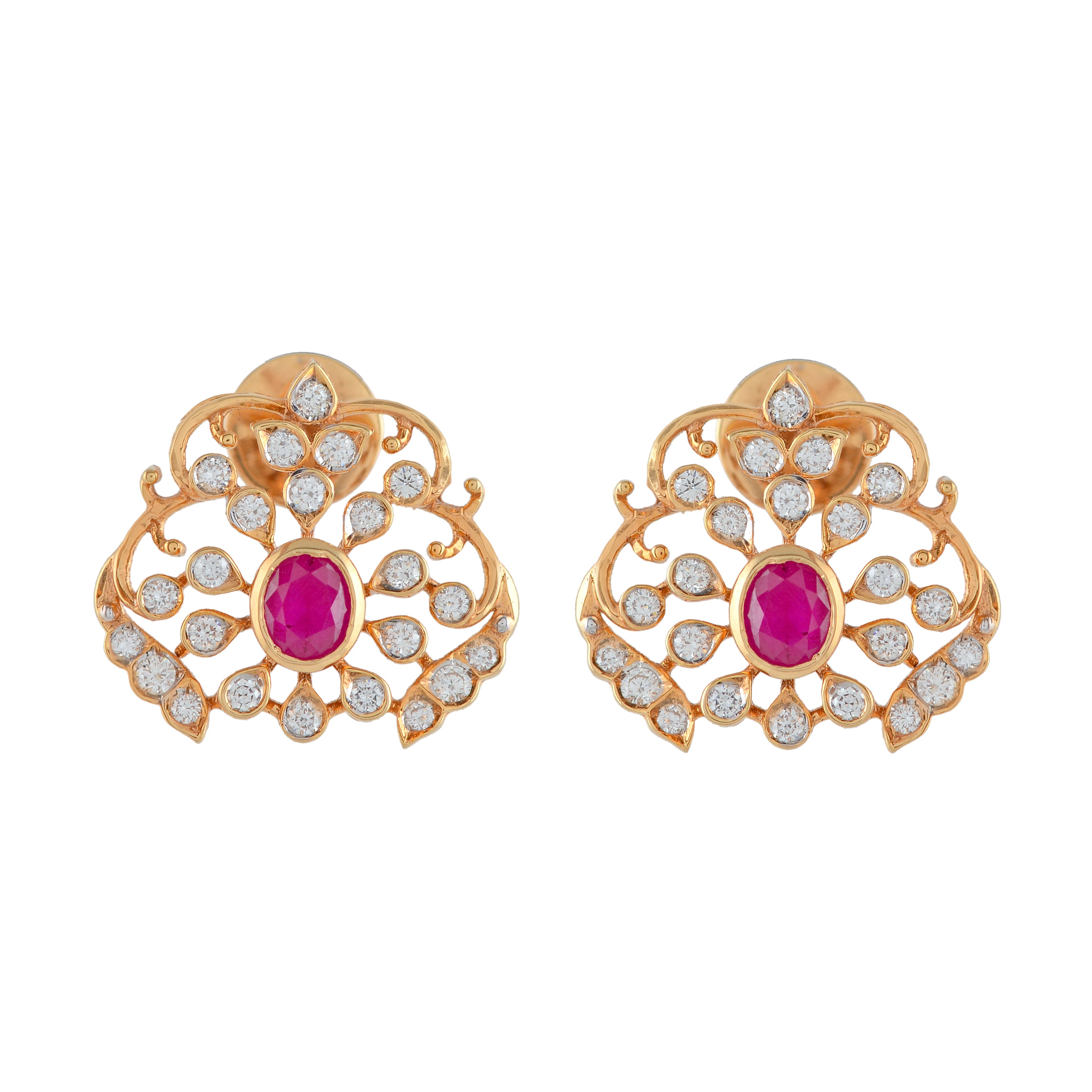 Regal Floral Diamond Studs - Krishna Jewellers Pearls and Gems