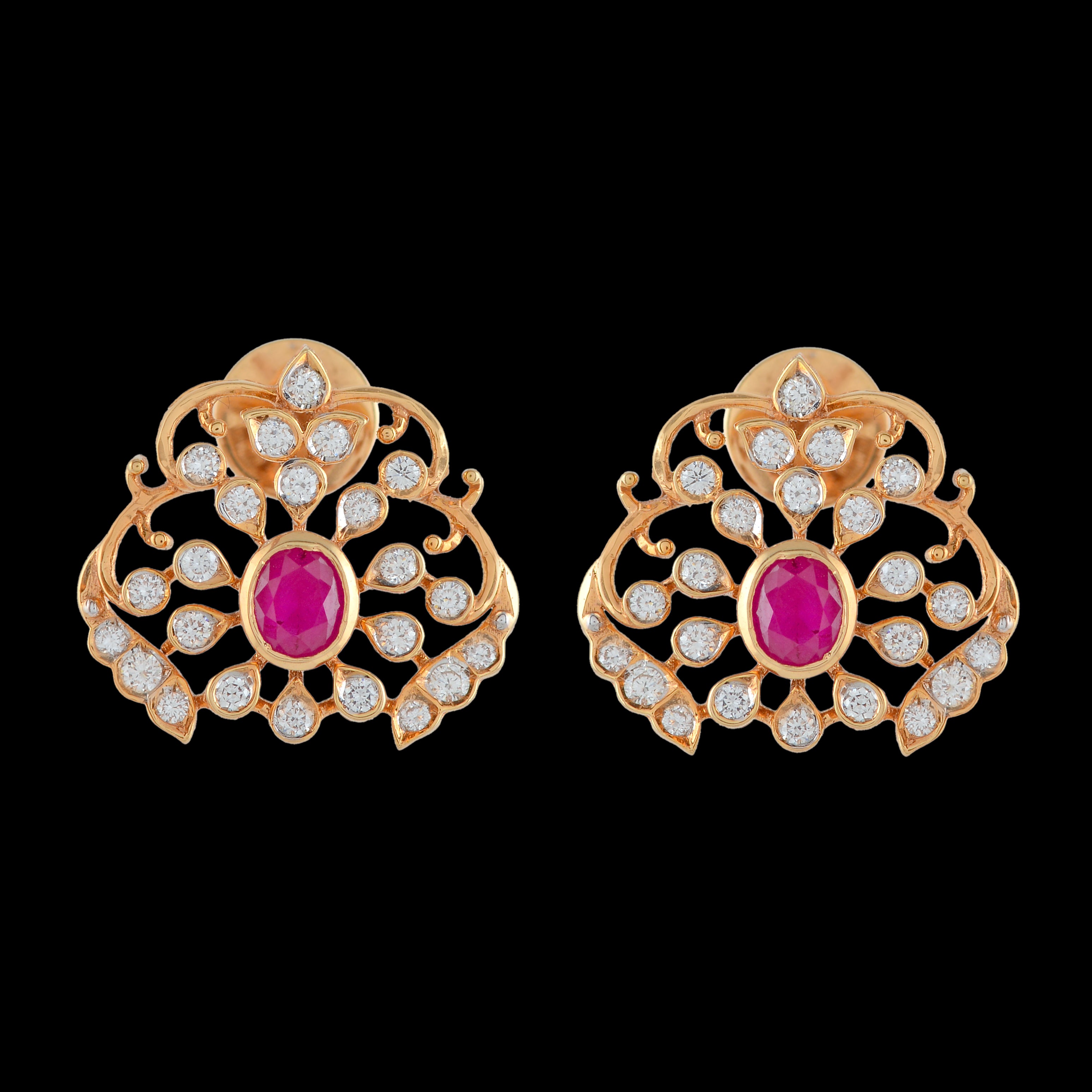 Regal Floral Diamond Studs - Krishna Jewellers Pearls and Gems