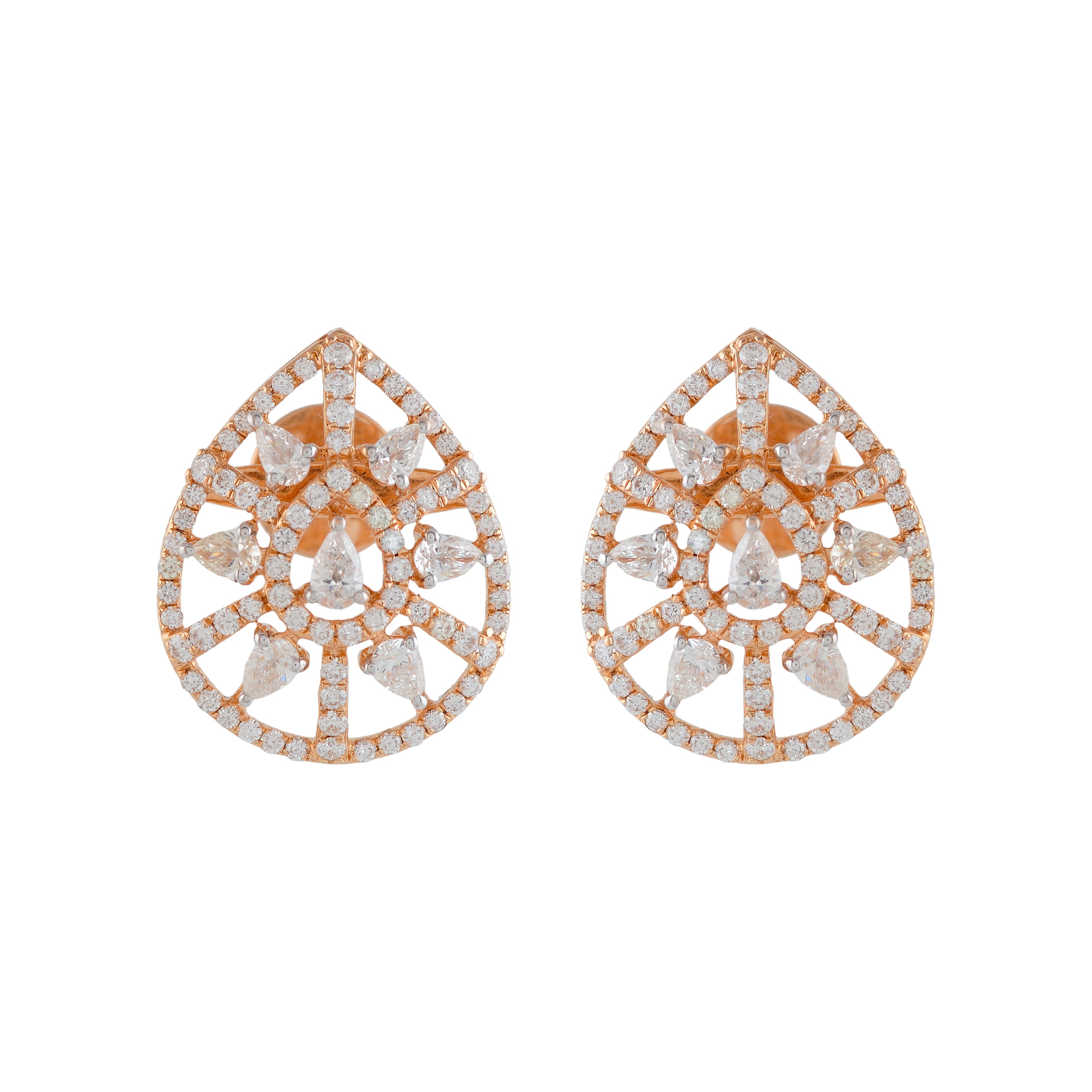 Modish Rosegold Diamond Earrings - Krishna Jewellers Pearls and Gems