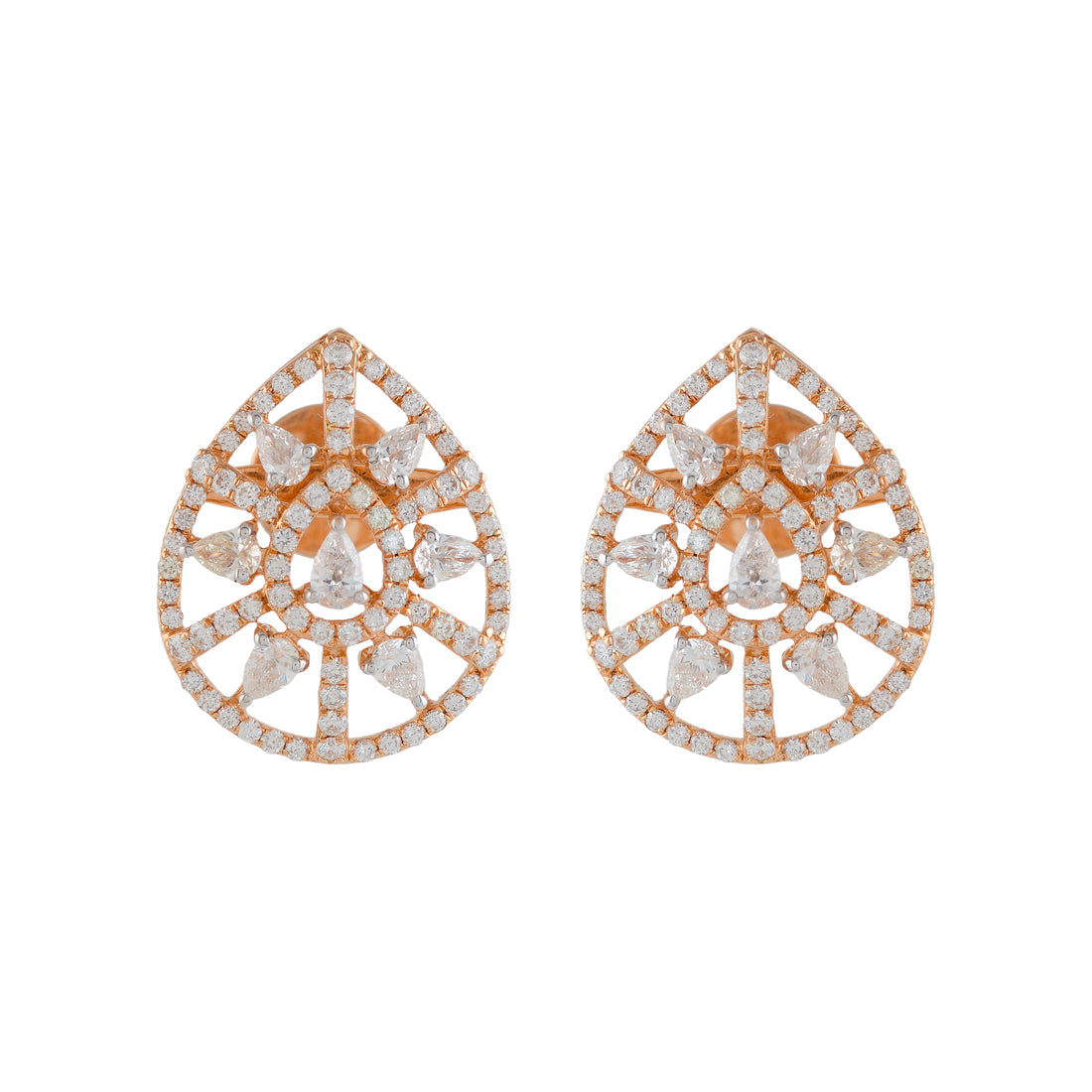 Modish Rosegold Diamond Earrings - Krishna Jewellers Pearls and Gems