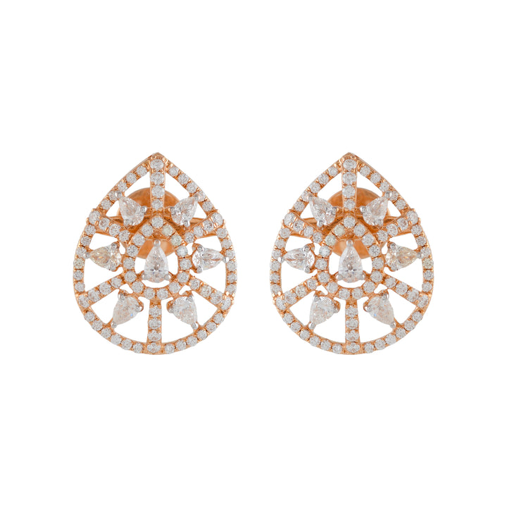 Modish Rosegold Diamond Earrings - Krishna Jewellers Pearls and Gems