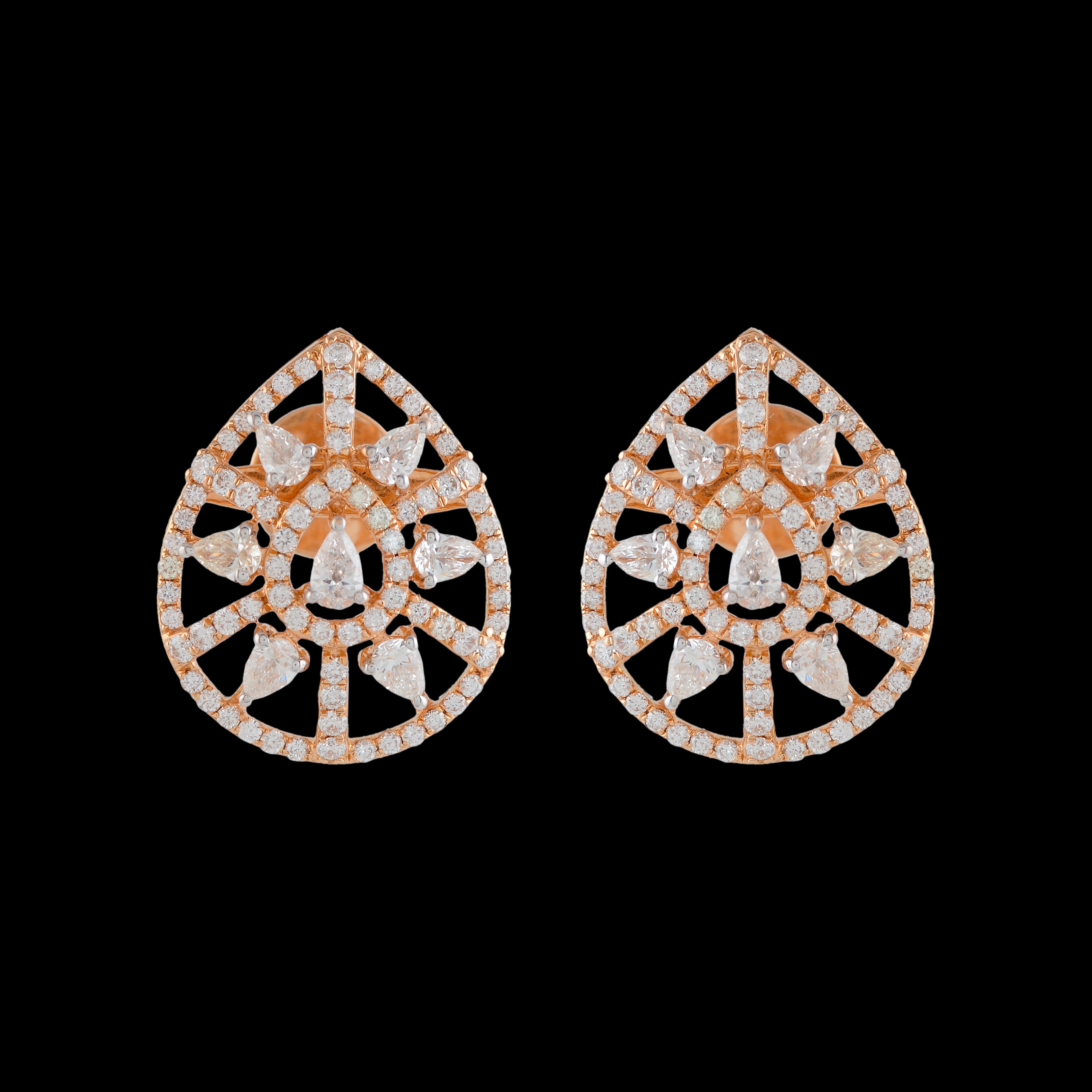 Modish Rosegold Diamond Earrings - Krishna Jewellers Pearls and Gems