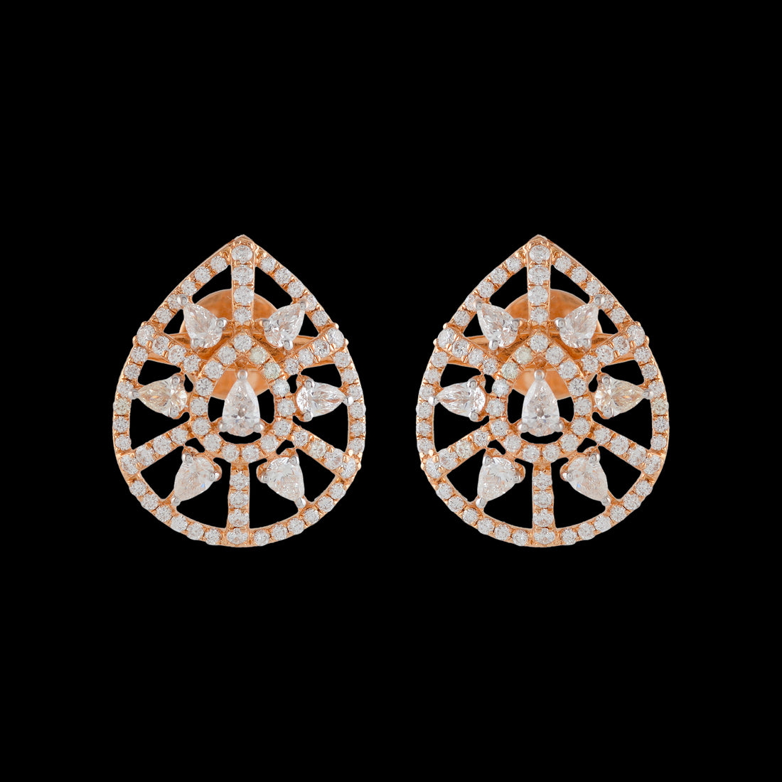 Modish Rosegold Diamond Earrings - Krishna Jewellers Pearls and Gems