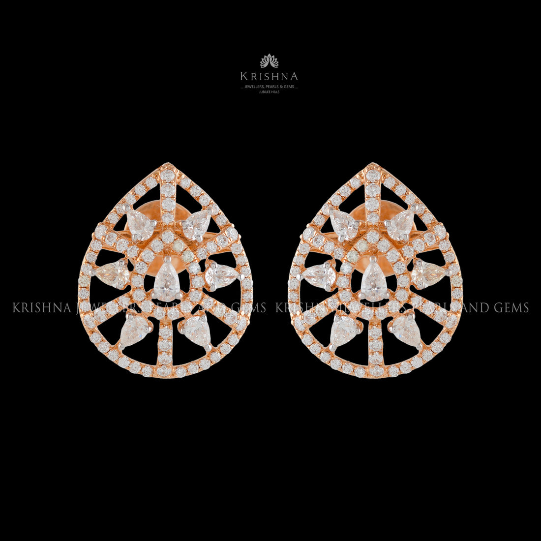 Modish Rosegold Diamond Earrings - Krishna Jewellers Pearls and Gems