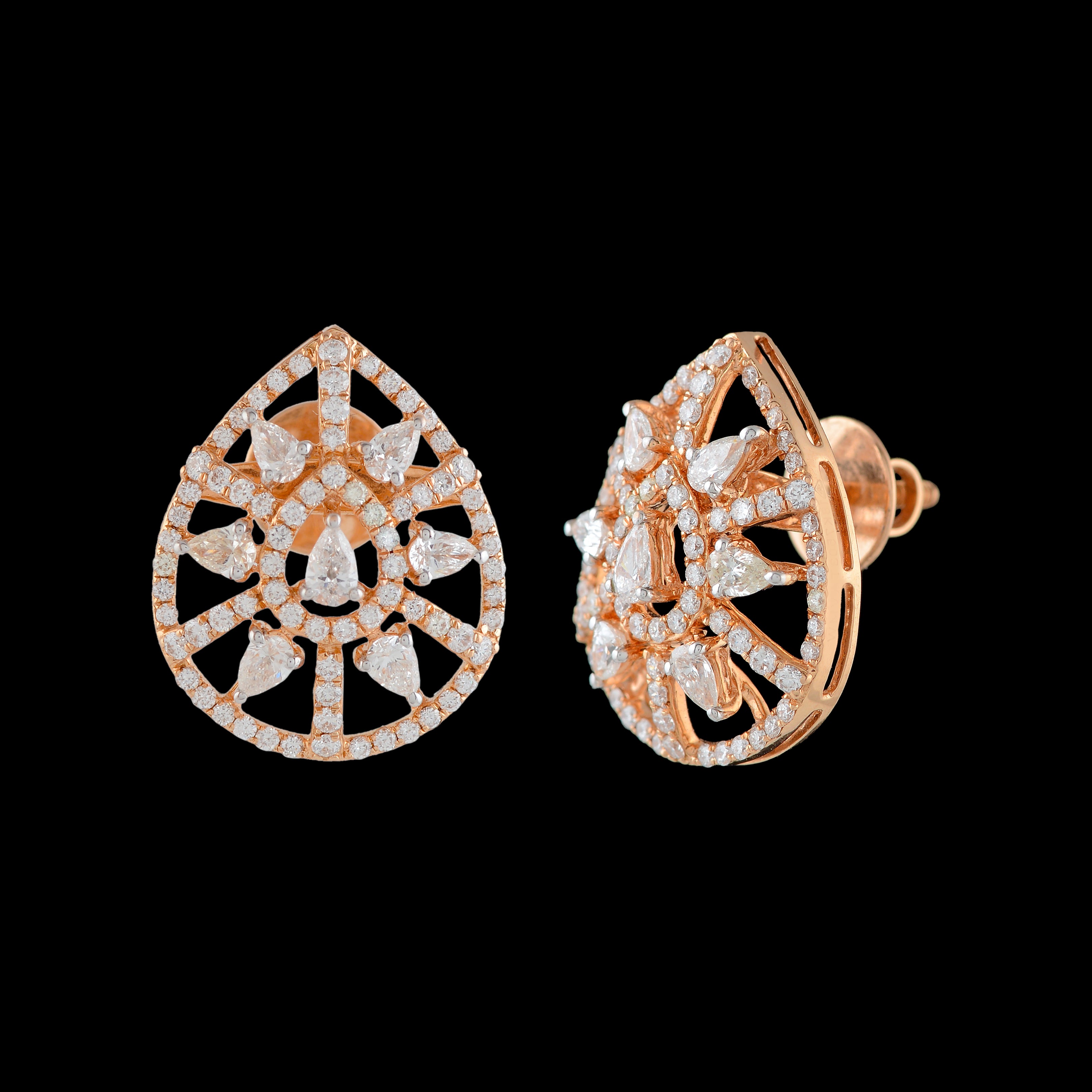 Modish Rosegold Diamond Earrings - Krishna Jewellers Pearls and Gems