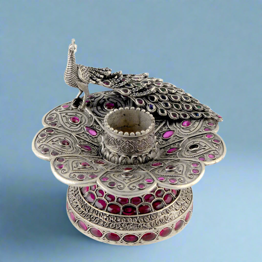 Delicately Stone Crafted 92.5 Silver Dhoop Stand