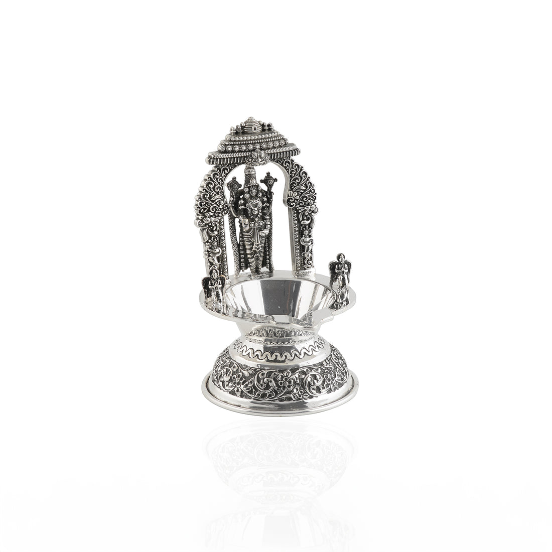 Divine glow from silver lord venkateshwara diya