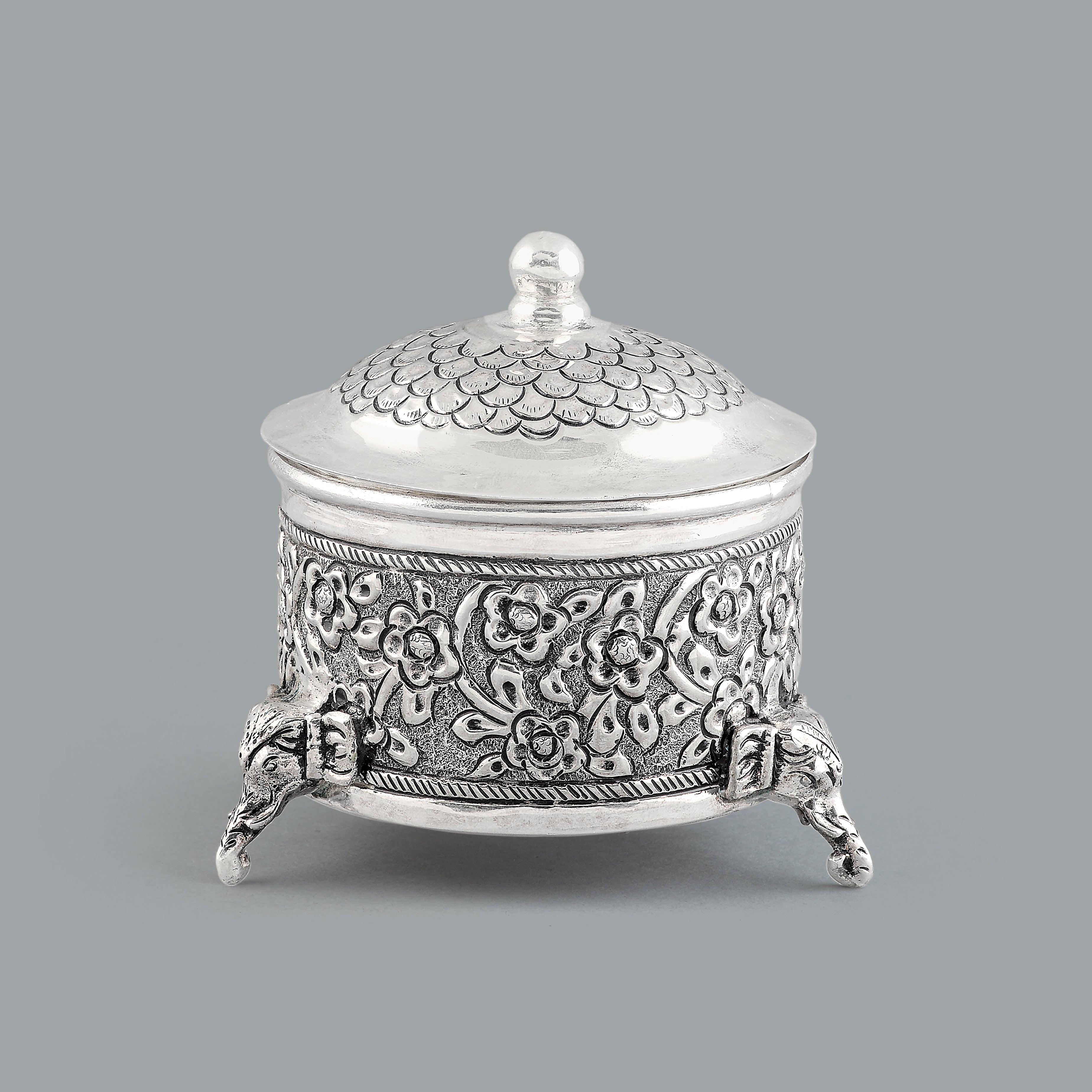 Elephant Motif Antique Silver Bharni - Krishna Jewellers Pearls and Gems