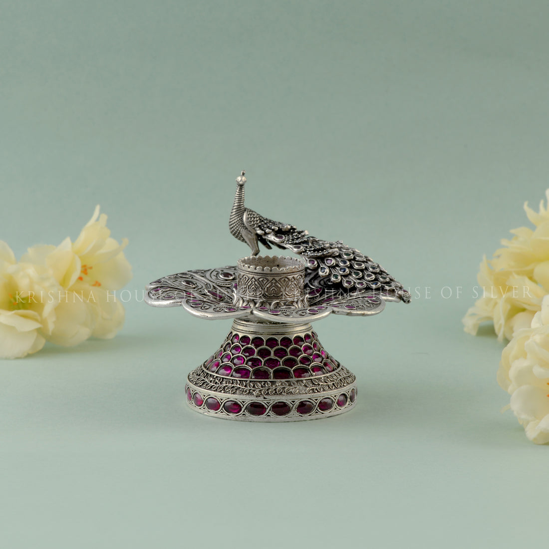 Delicately Stone Crafted 92.5 Silver Dhoop Stand