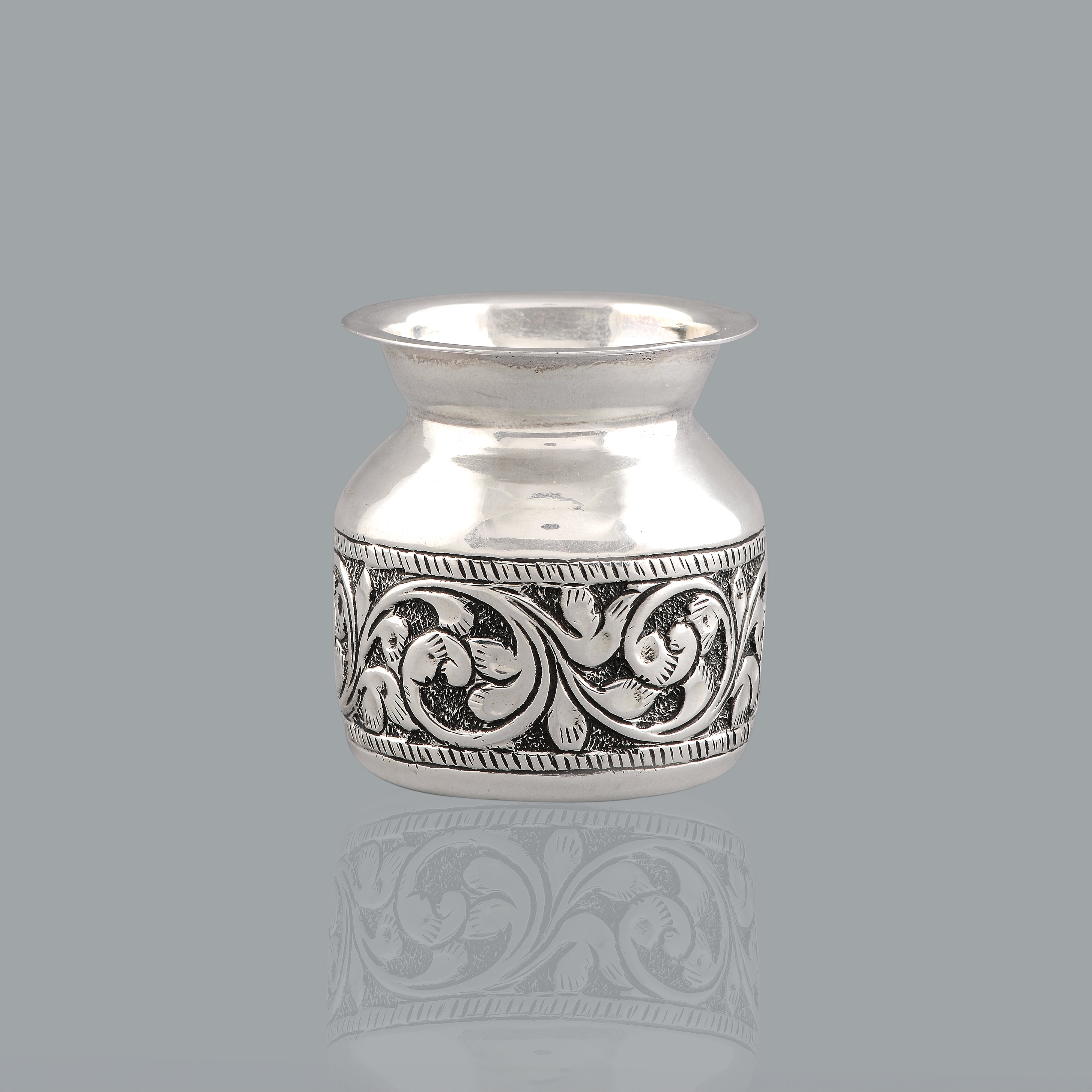 Floral Silver Vessels For Pooja - Krishna Jewellers Pearls and Gems