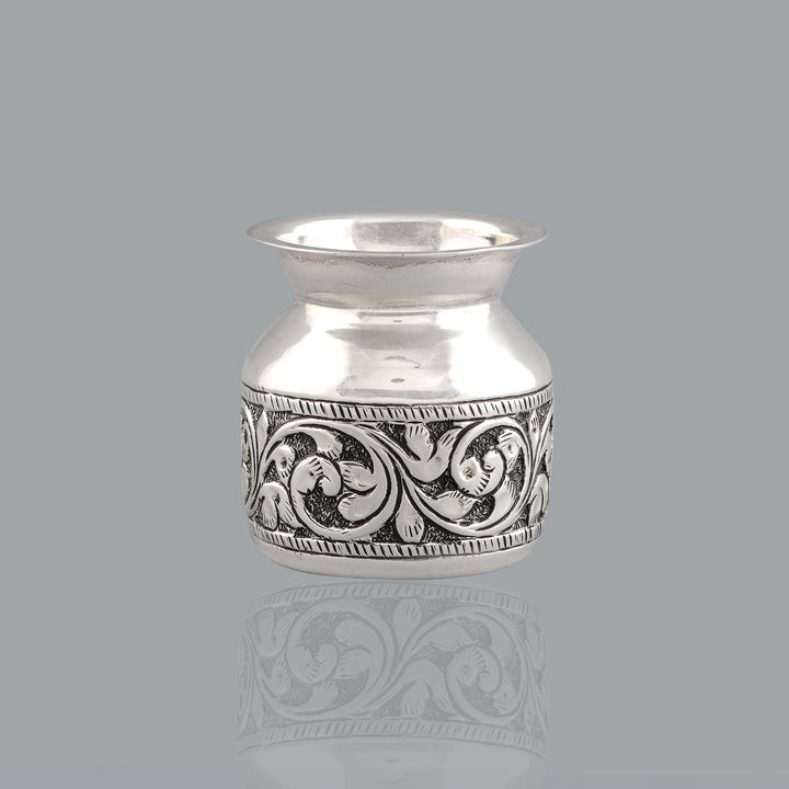 Floral Silver Vessels For Pooja - Krishna Jewellers Pearls and Gems
