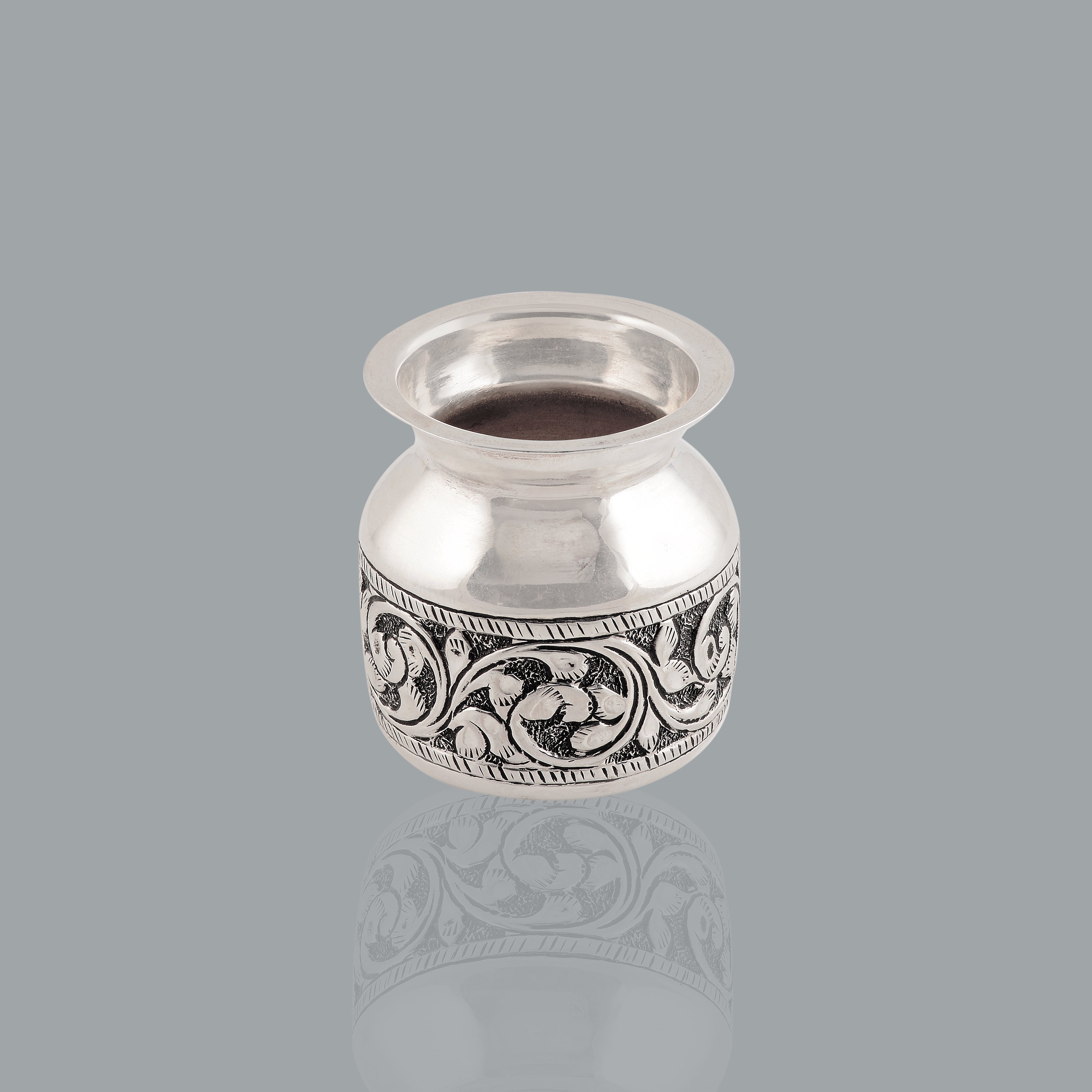 Floral Silver Vessels For Pooja - Krishna Jewellers Pearls and Gems
