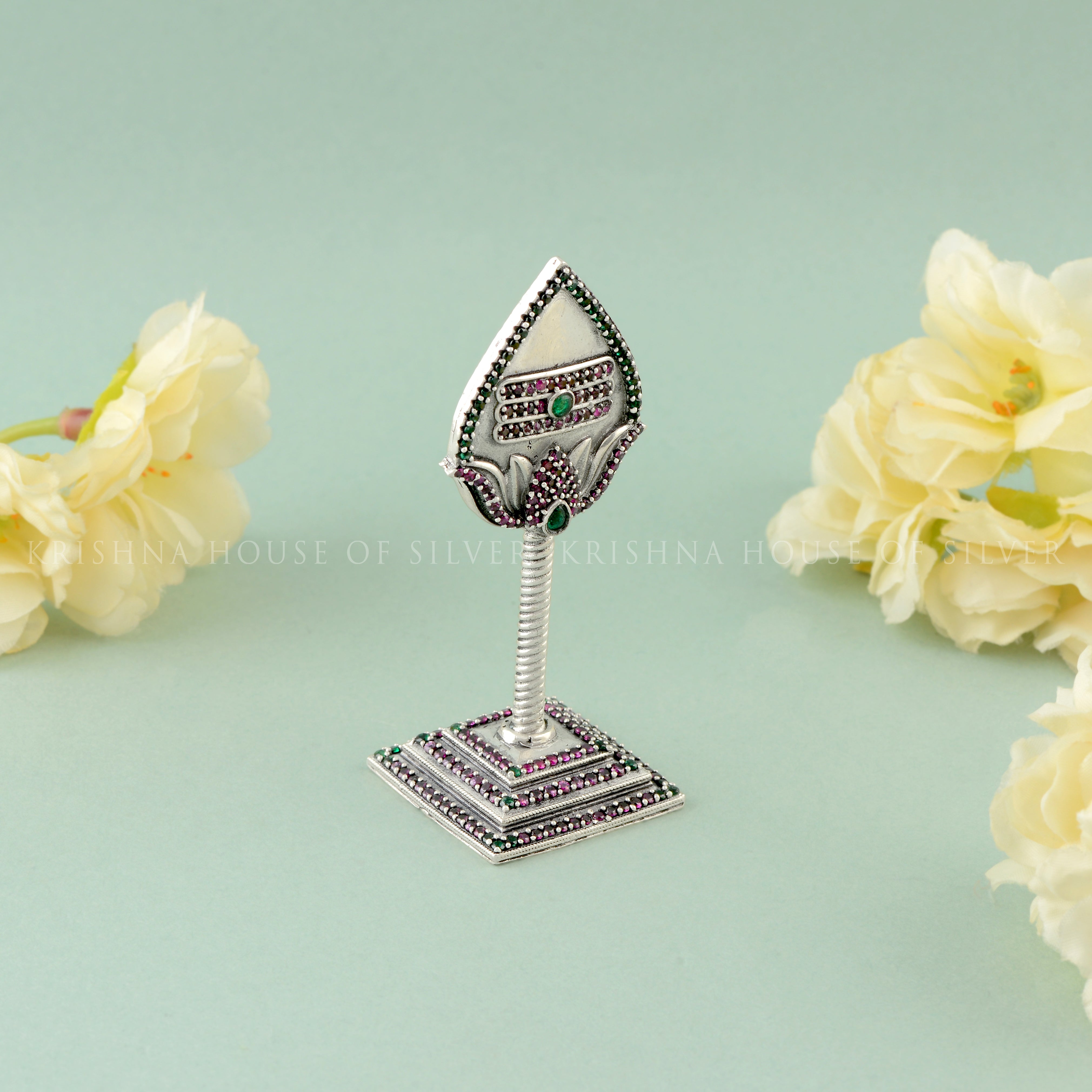 Handcrafted 92.5 Silver Murugan Vel with Gemstones