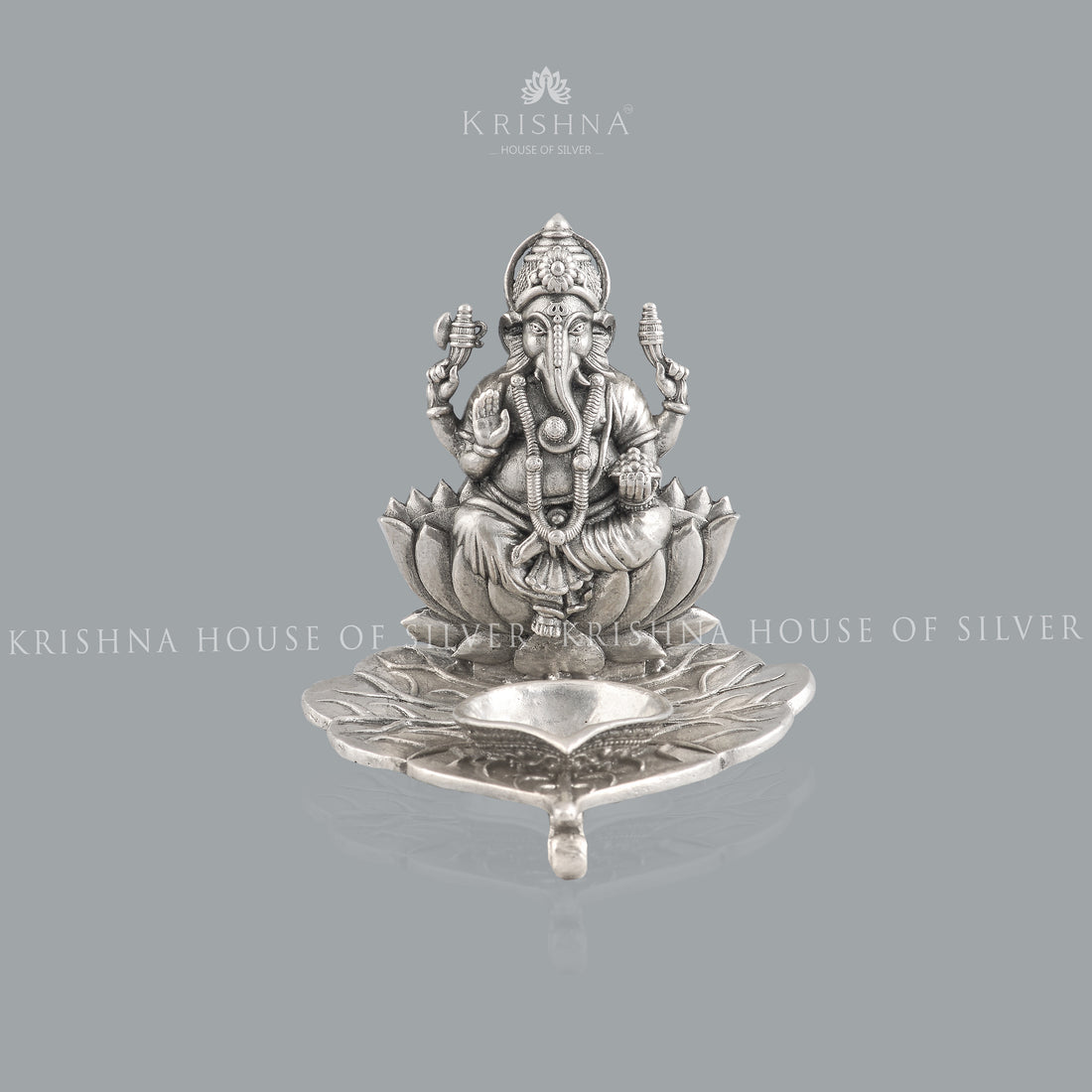 Antique Ganesh Deepam In Silver - Krishna Jewellers Pearls and Gems