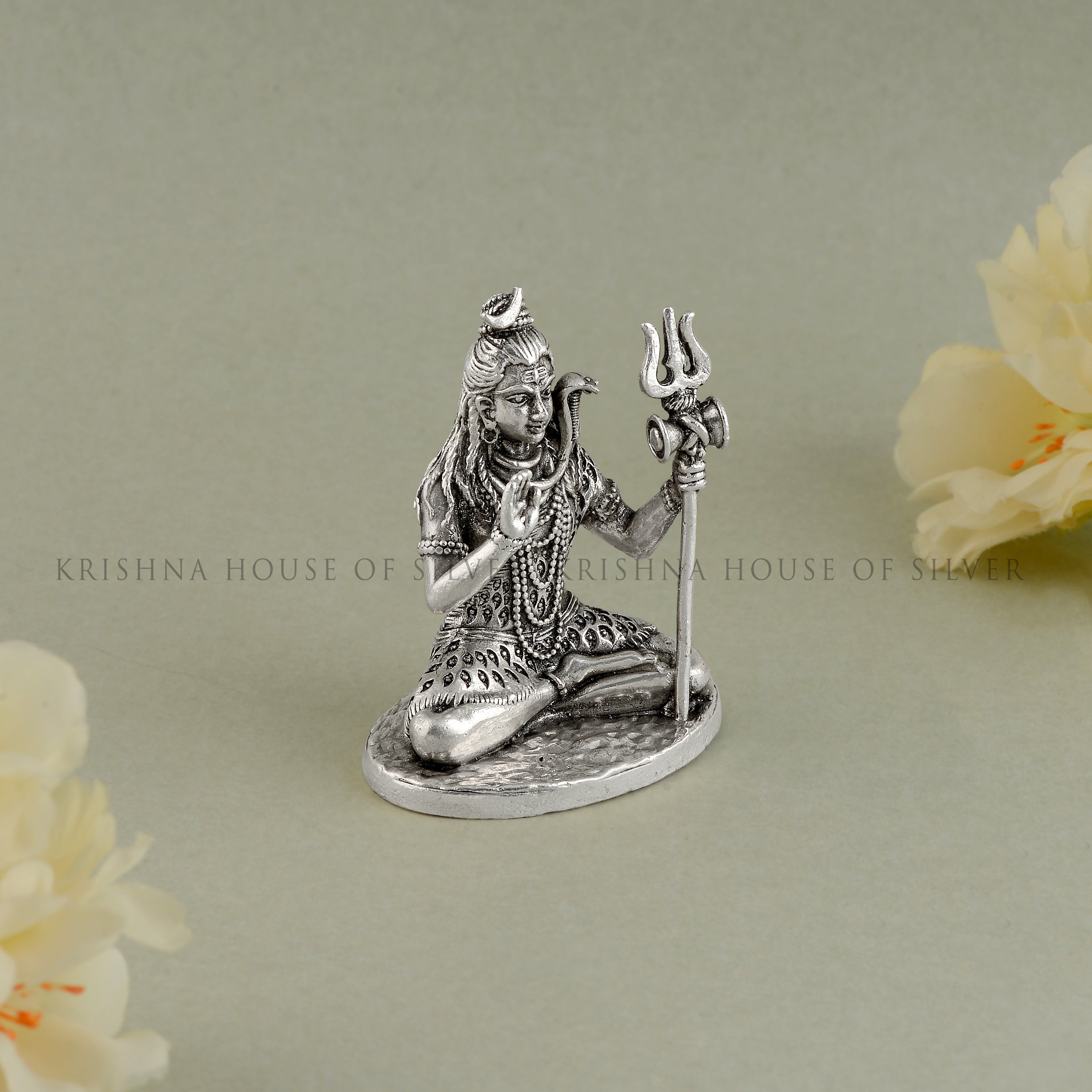 Intricate 92.5 Silver Shiva Idol - The Destroyer