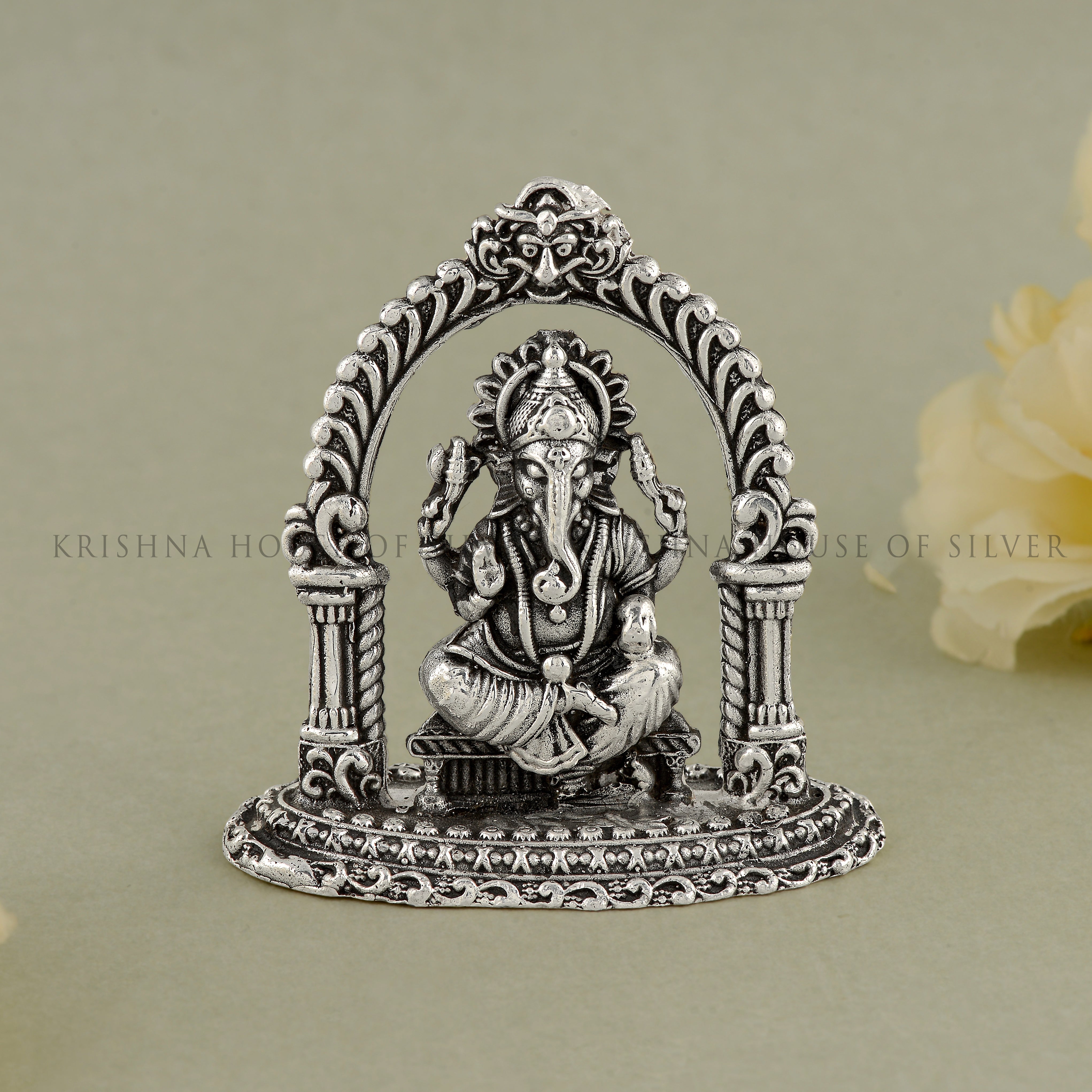 Small Ganesh Idol in Antique silver