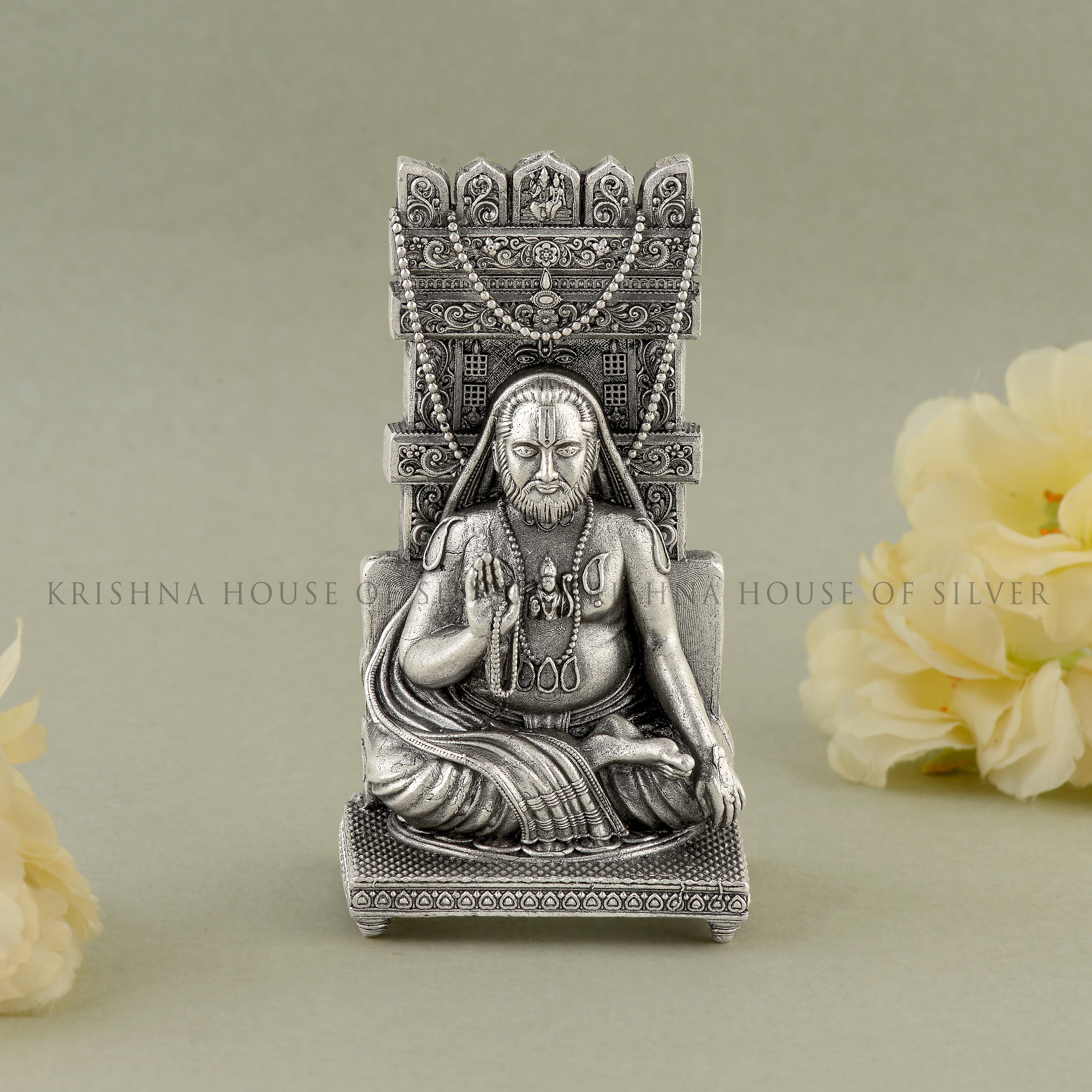 Radiant Silver Idol of Saint Raghavendra Swami