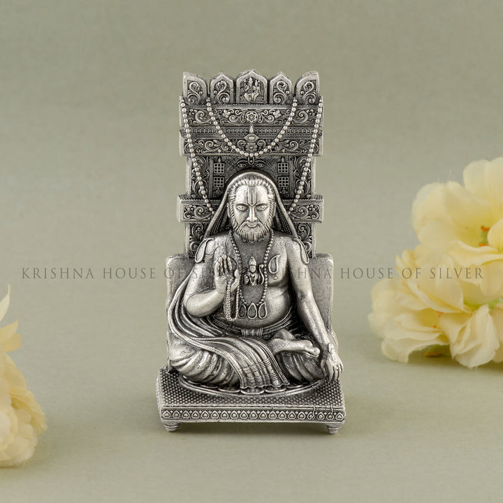 Radiant Silver Idol of Saint Raghavendra Swami