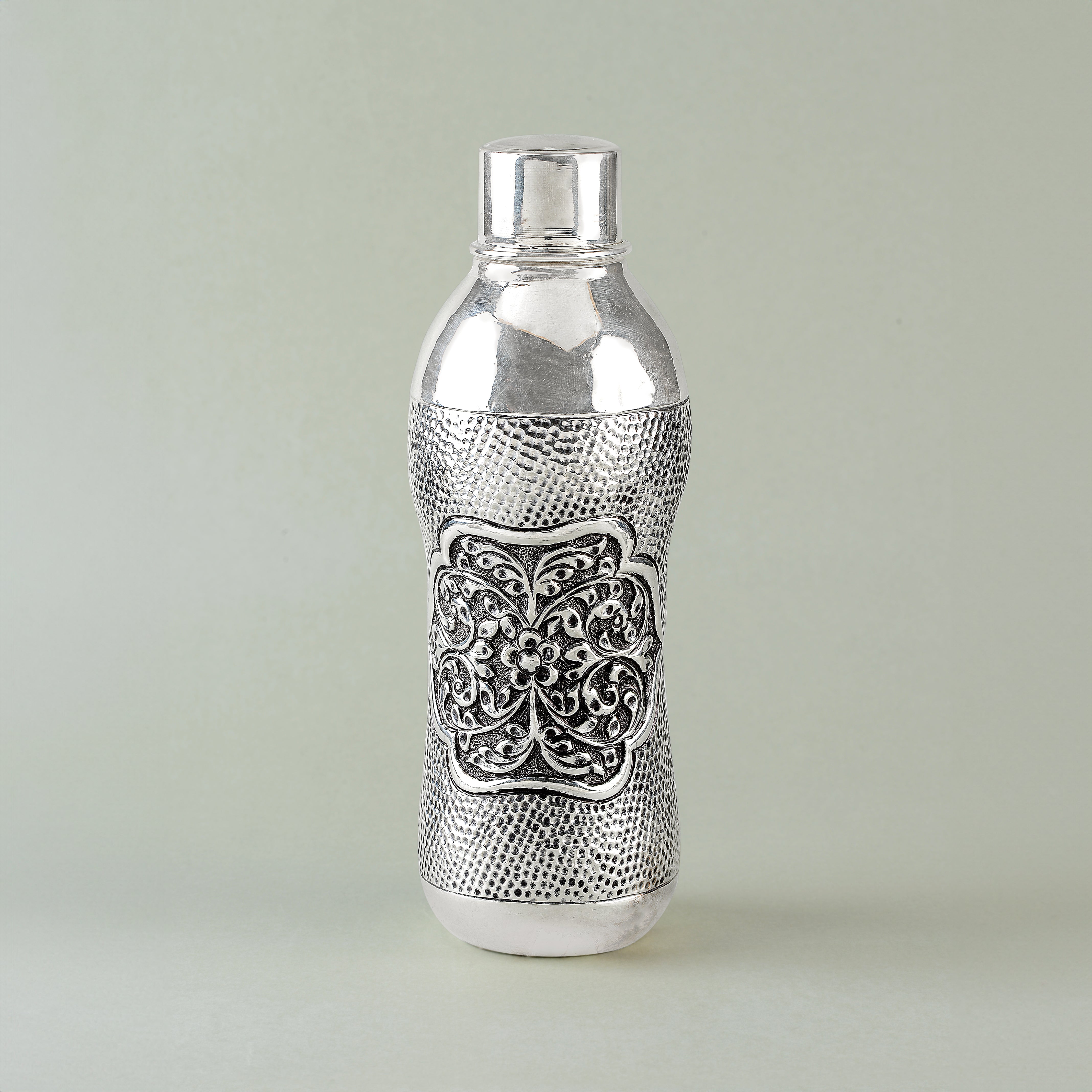 Elegant Floral Design Silver Water Bottle - Krishna Jewellers Pearls and Gems