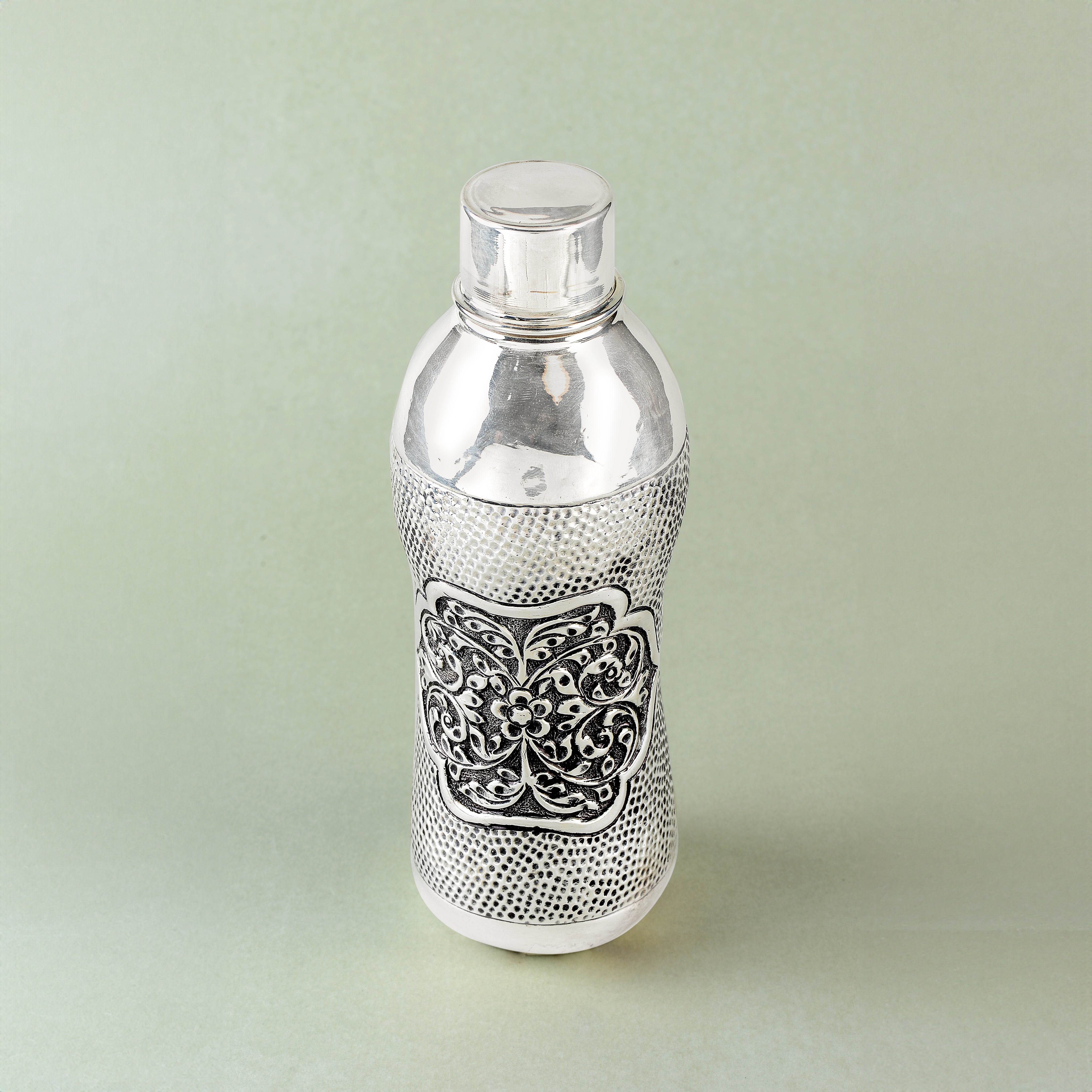 Elegant Floral Design Silver Water Bottle - Krishna Jewellers Pearls and Gems